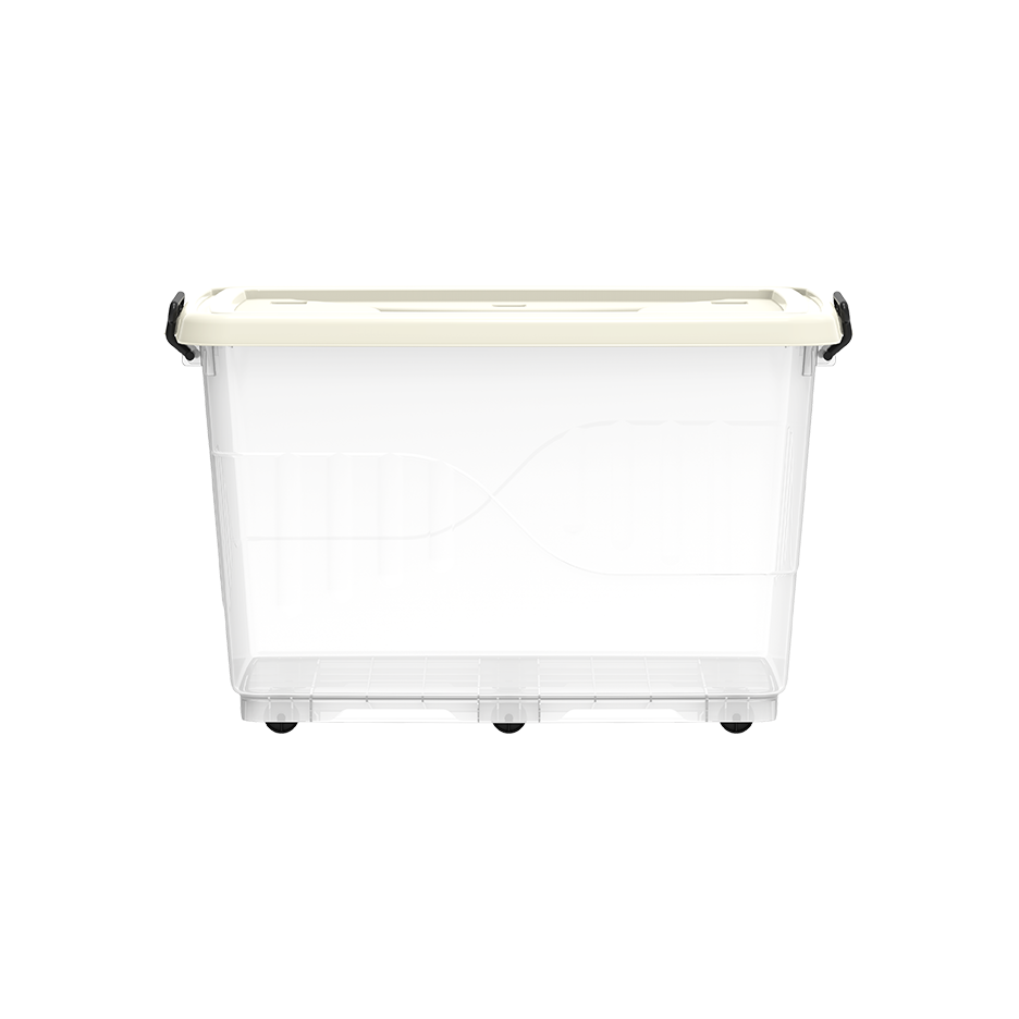 132L Clear Plastic Storage Box with Wheels & Lockable Lid