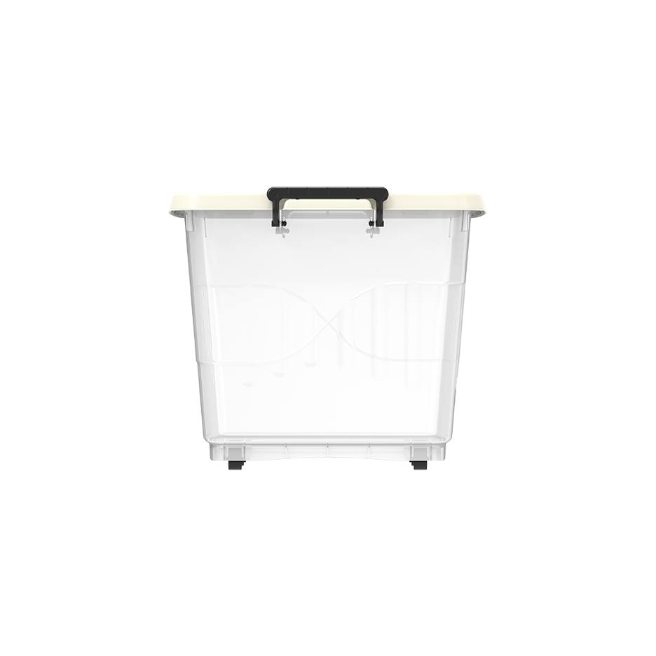 82L Clear Plastic Storage Box with Wheels & Lockable Lid