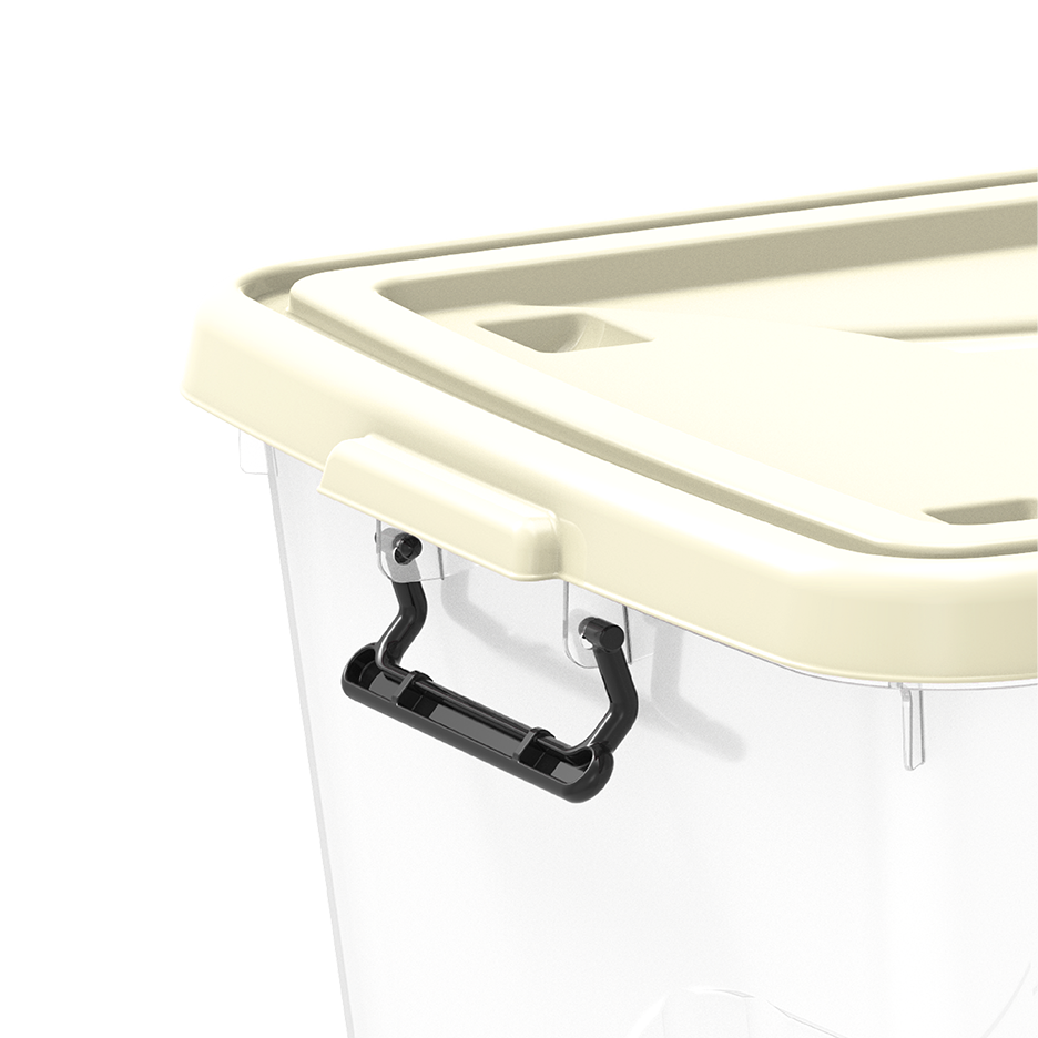 82L Clear Plastic Storage Box with Wheels & Lockable Lid