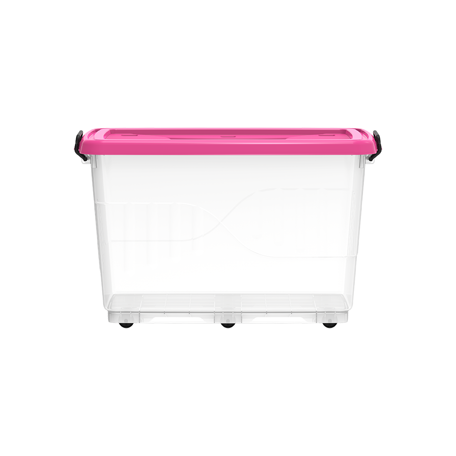 132L Clear Plastic Storage Box with Wheels & Lockable Lid