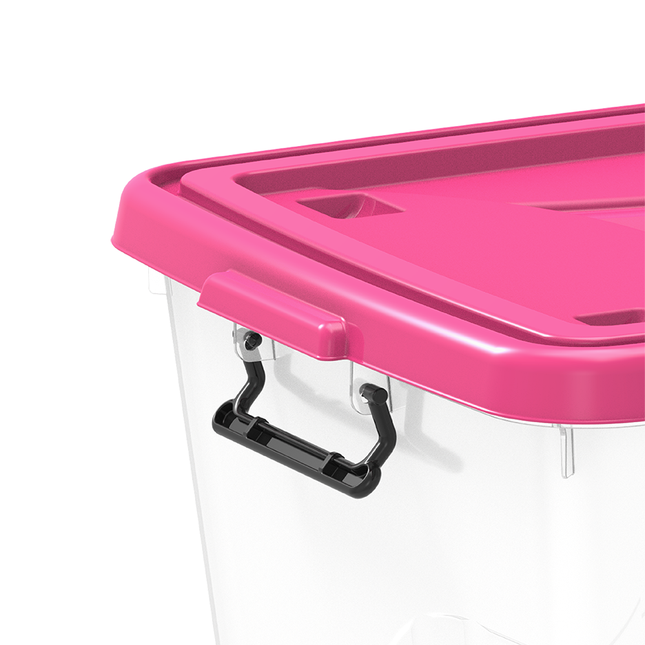 82L Clear Plastic Storage Box with Wheels & Lockable Lid