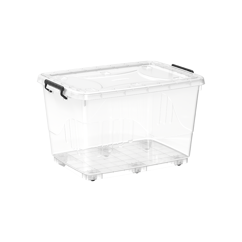 132L Clear Plastic Storage Box with Wheels & Lockable Lid