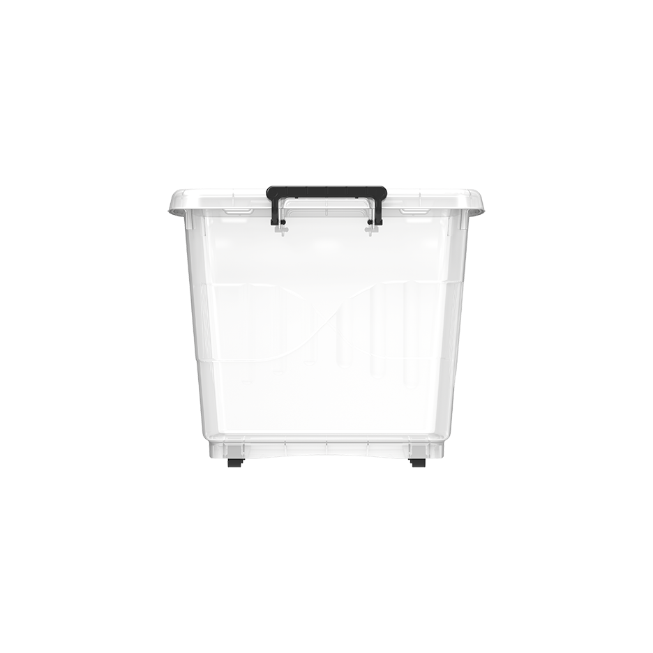 82L Clear Plastic Storage Box with Wheels & Lockable Lid