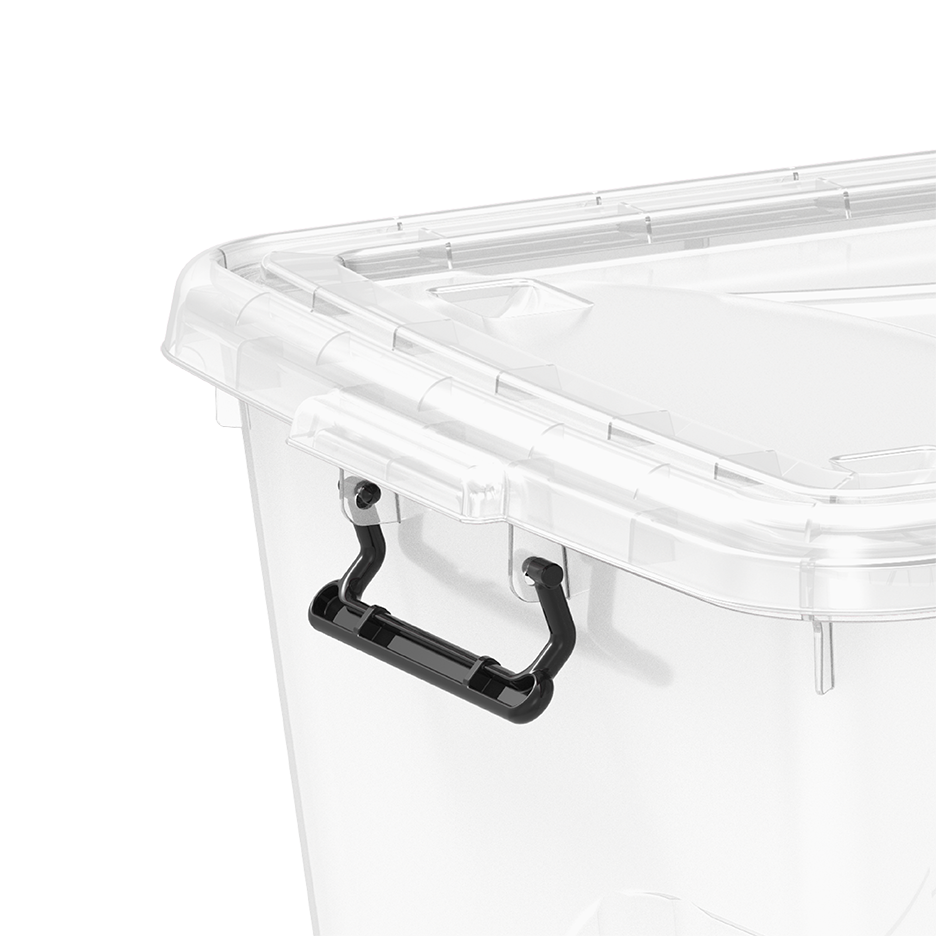 82L Clear Plastic Storage Box with Wheels & Lockable Lid