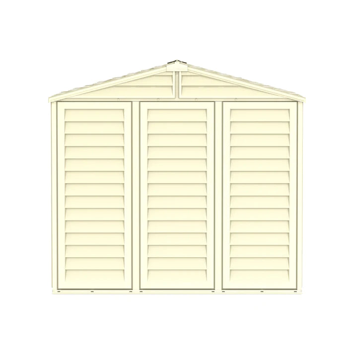 StoreAll 8x6ft Resin Garden Storage Shed with FREE Shelving Rack 4 Adobe