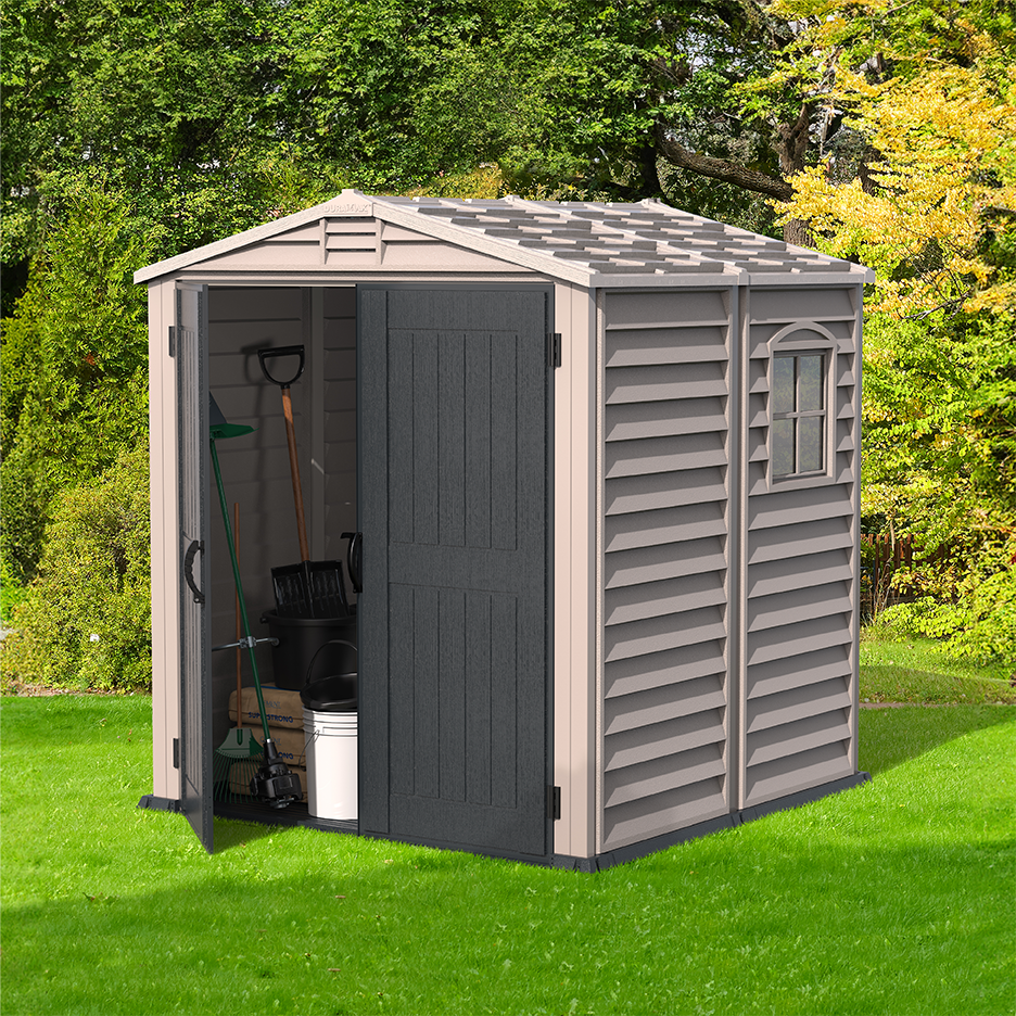 StoreMate PLUS 6x6ft Resin Garden Storage Shed Adobe & Anthracite