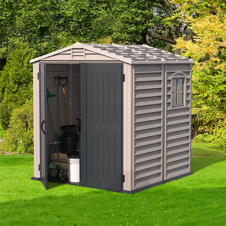 StoreMate PLUS 6x6ft (1.9 m x 1.9 m) Garden Storage Shed Adobe & Anthracite