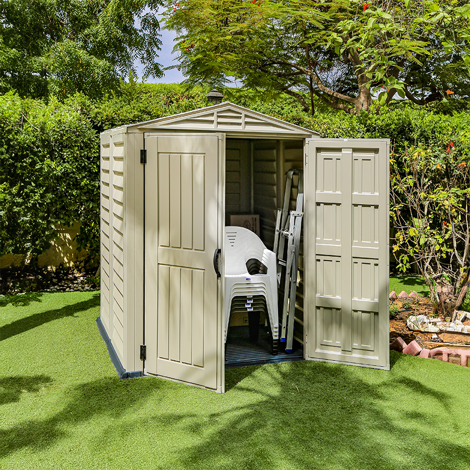 YardMate PLUS 5x5ft (1.7 m x 1.7 m) Garden Storage Shed with Shelving Rack 4