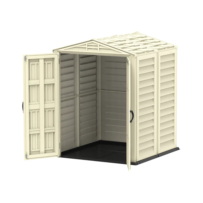 YardMate PLUS 5x5ft Resin Garden Storage Shed with Shelving Rack 4