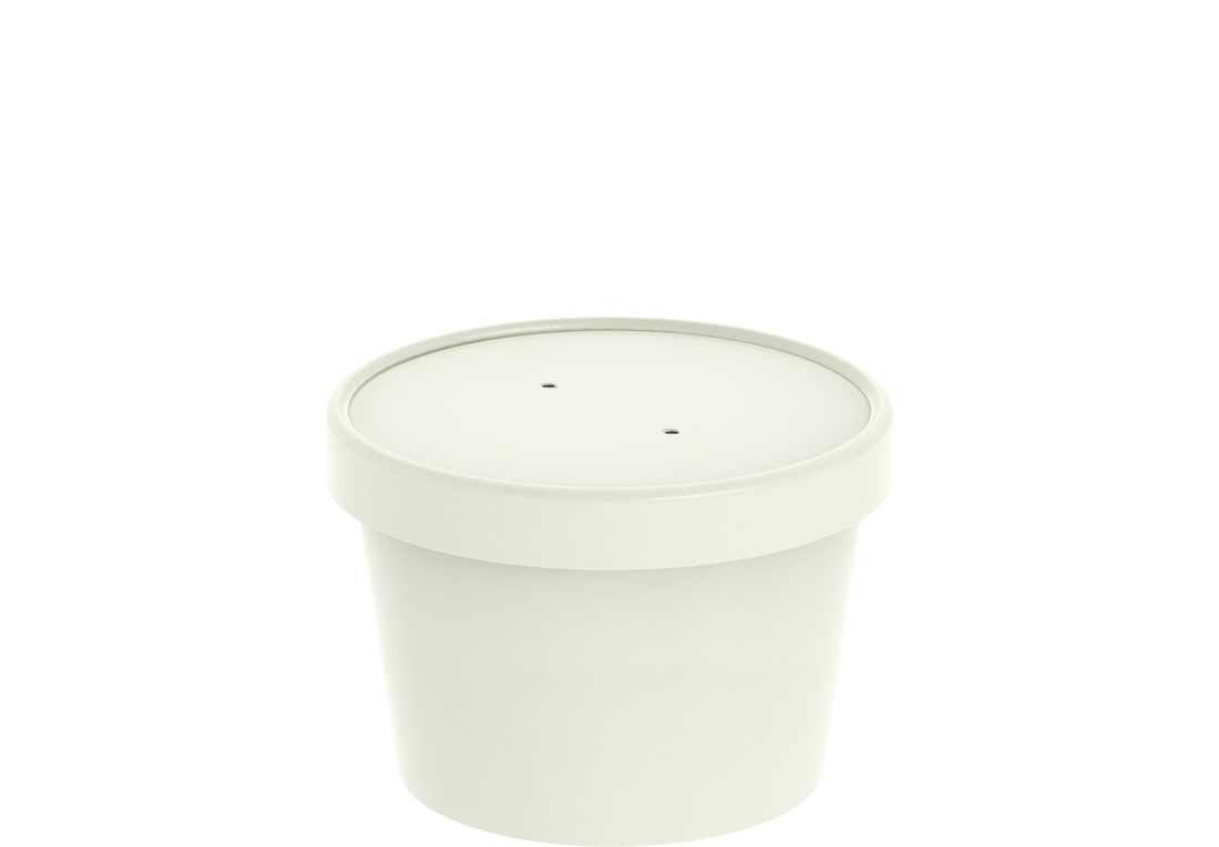 12 oz Pack of 20 White Kraft Soup Containers with Lids