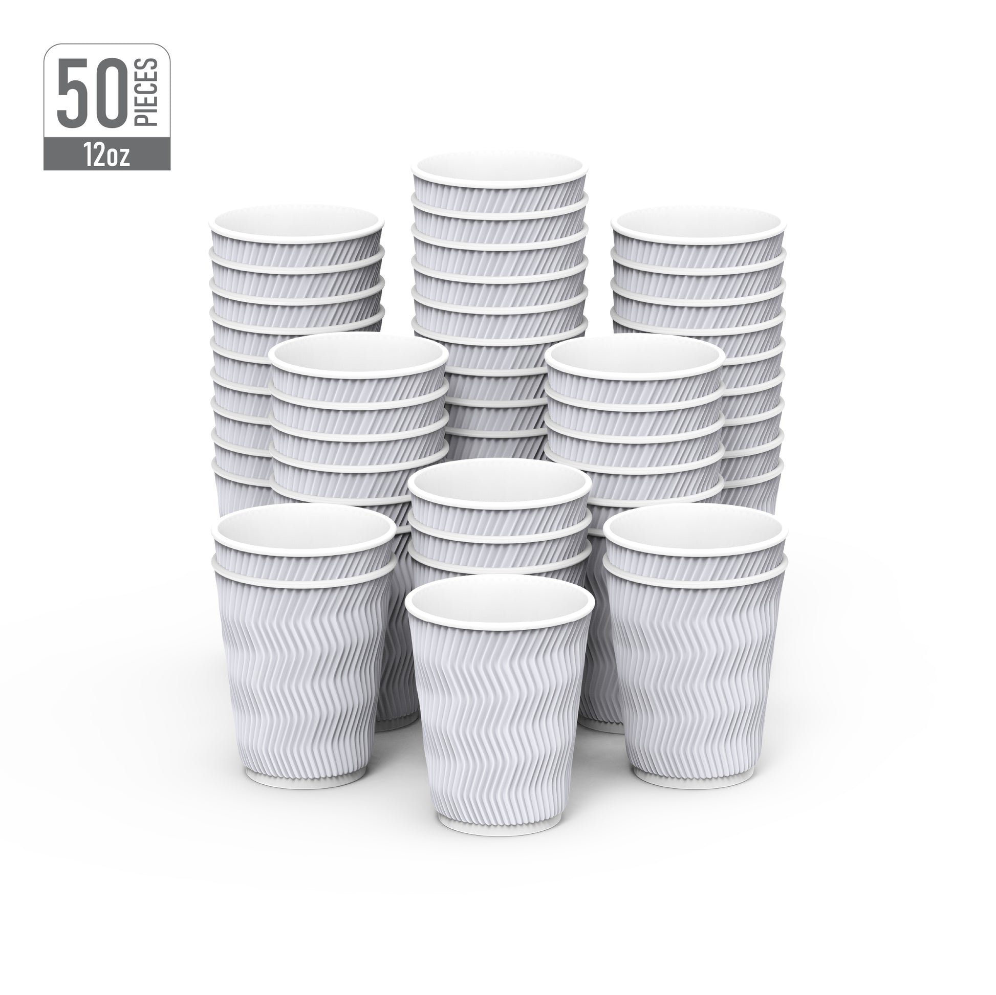 Cosmoplast Rippled Paper Cups 12 oz. White - 50 Pcs. – Cosmoplast UAE