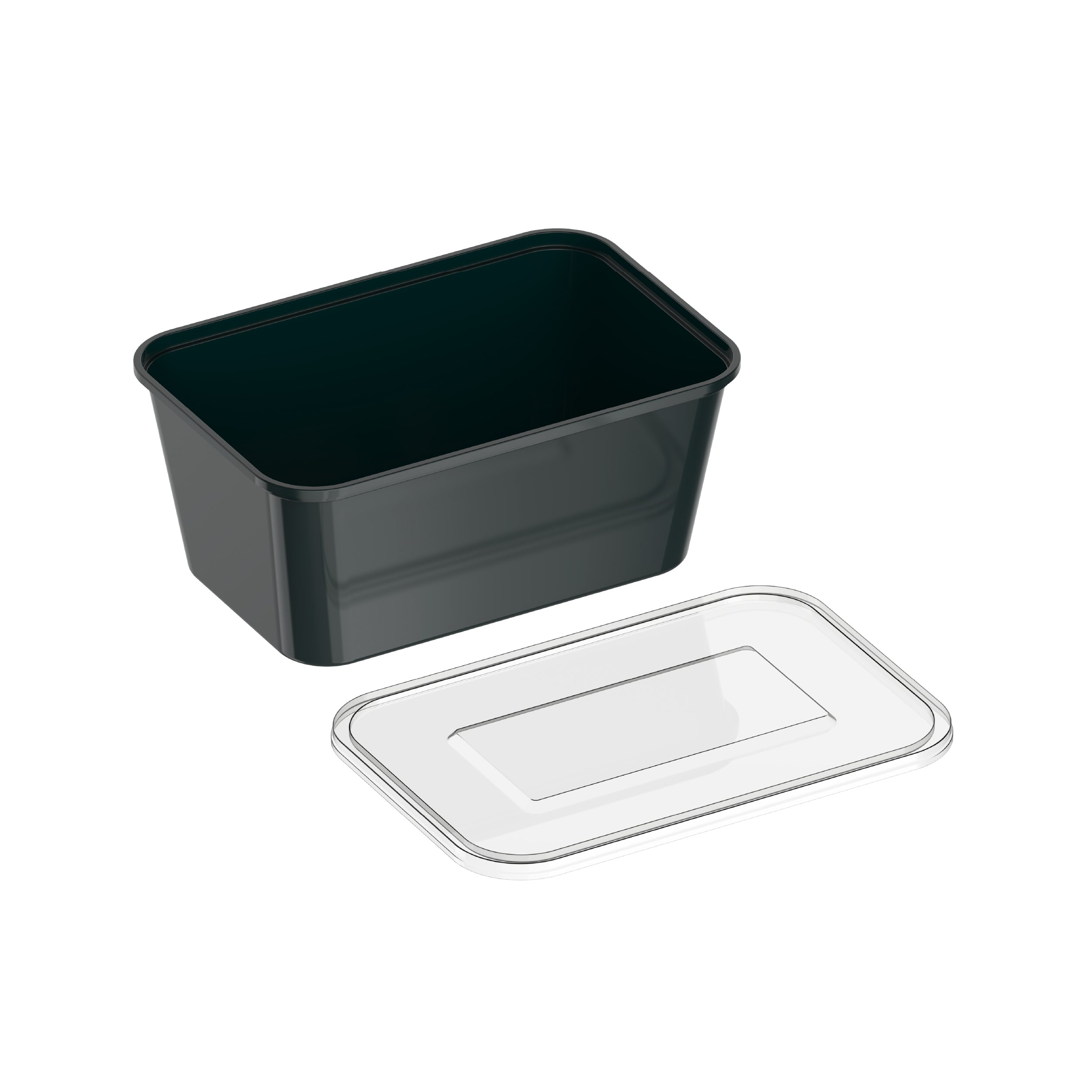 Rectangular Container 1500 Cosmoplast Microwave Plastic Rectangle Containers 1500 ml Black with ...