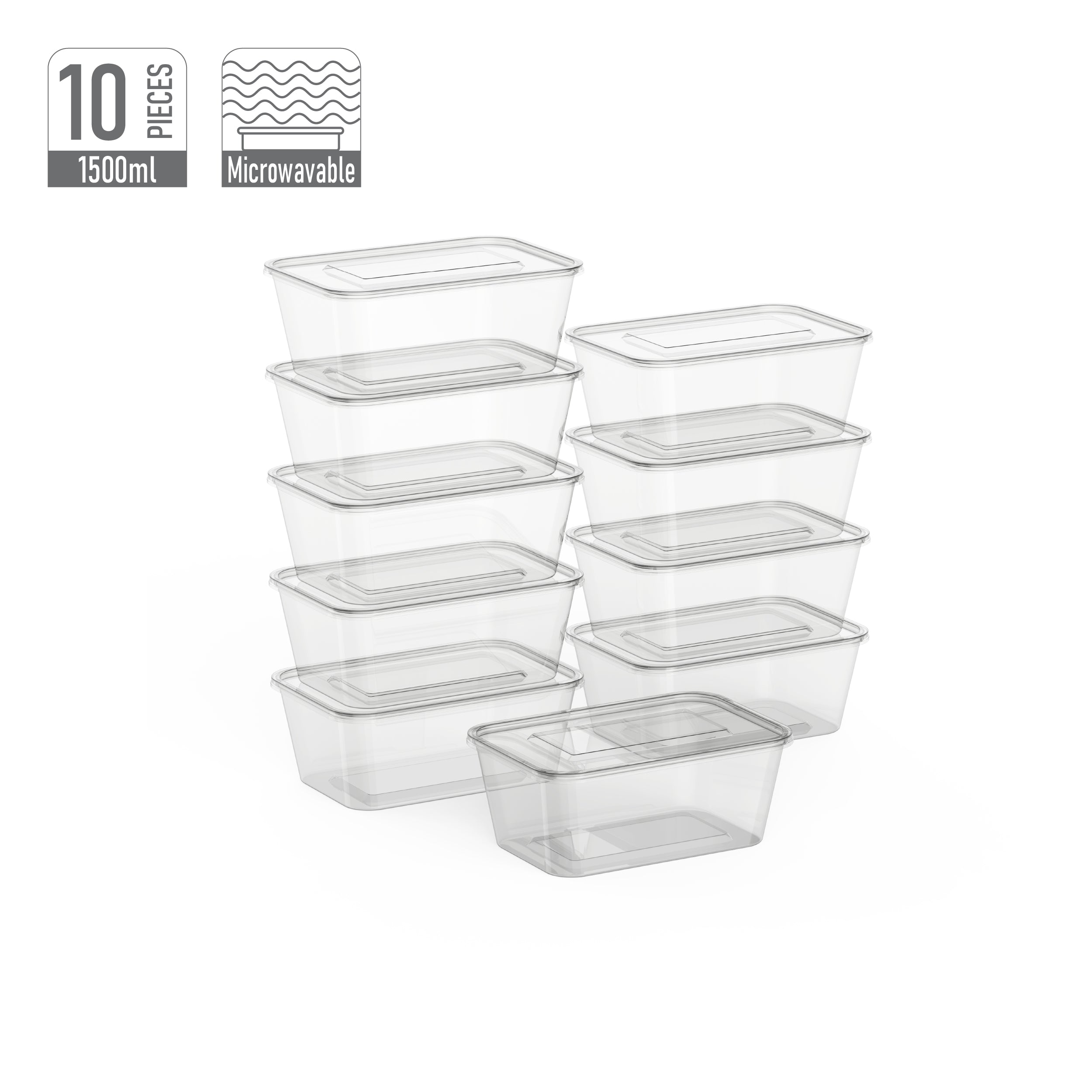 Rectangular Container 1500 Cosmoplast Microwave Plastic Rectangle Containers 1500 ml Clear with ...
