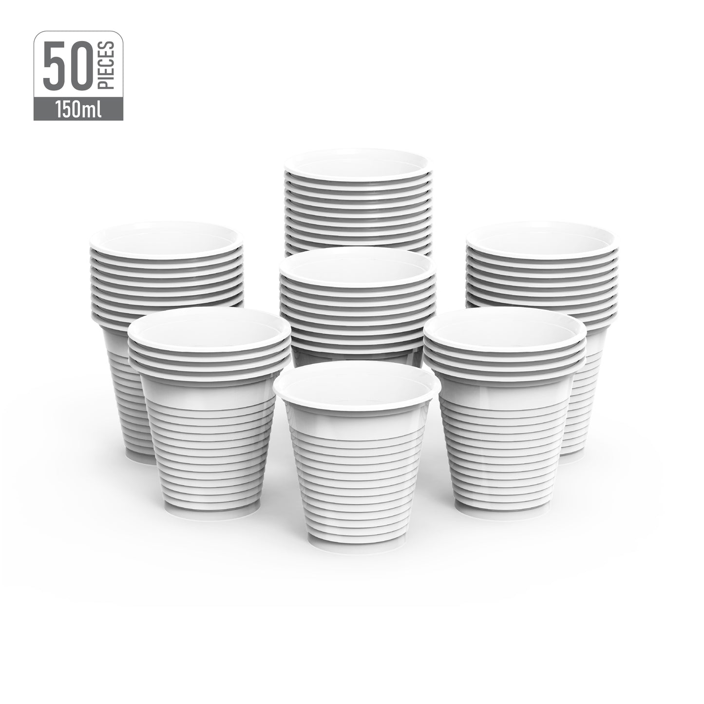 150 ml White Plastic Cups Pack of 50