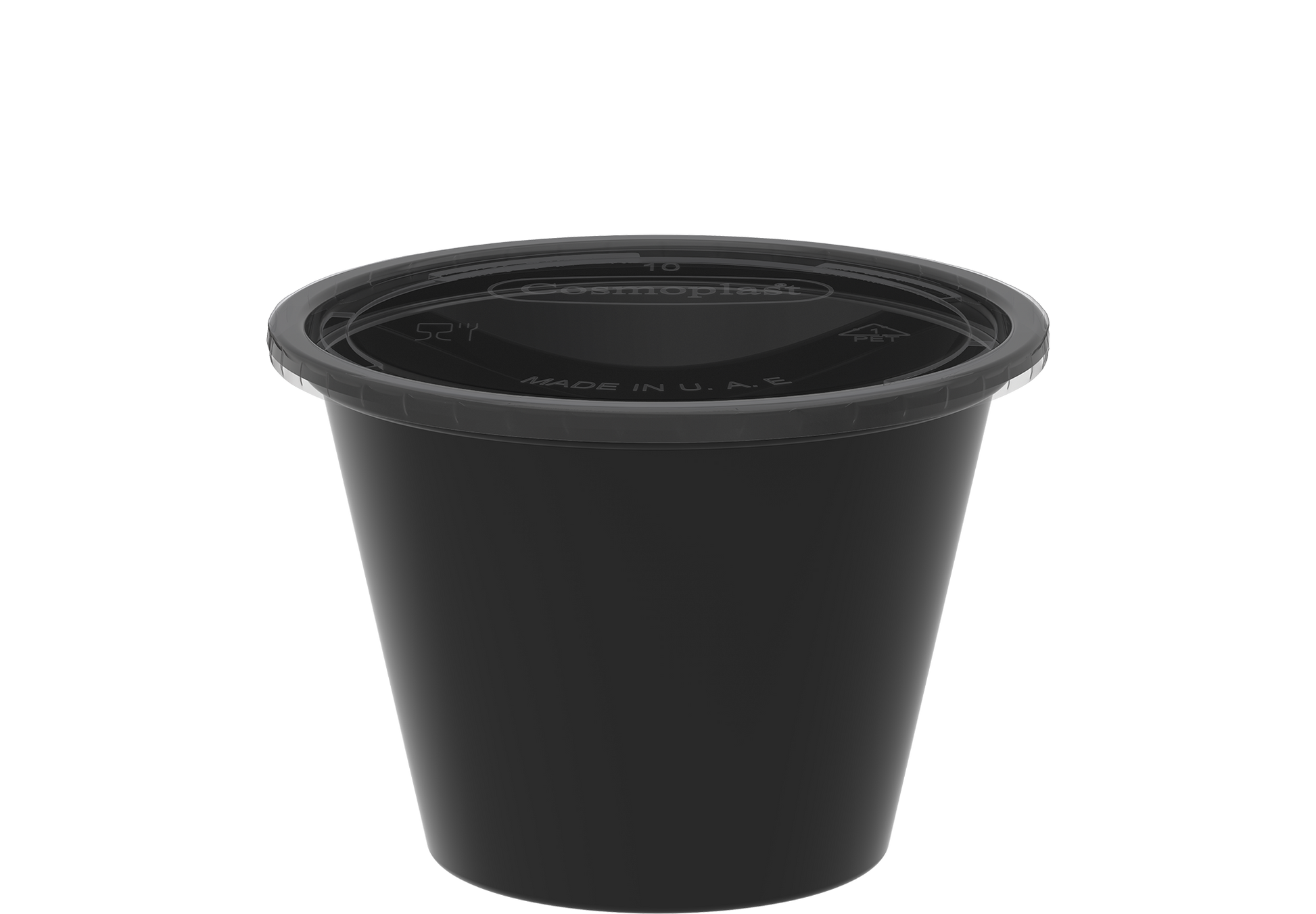 2.5 oz Pack of 100 Black Sauce Cups with Clear Lids