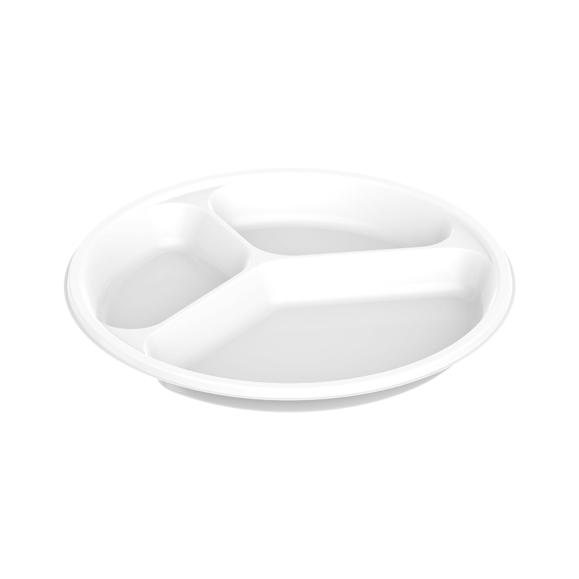 3 Compartments Pack of 25 White 22 cm Plastic Plates