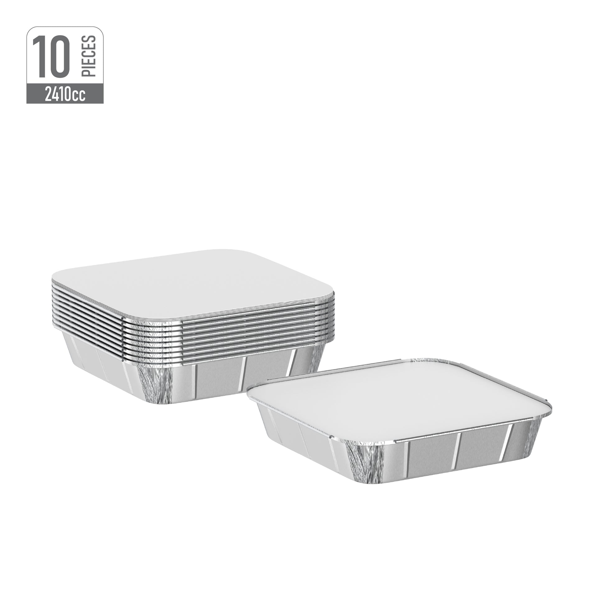 2410 cc Pack of 10 Aluminium Containers with Lids