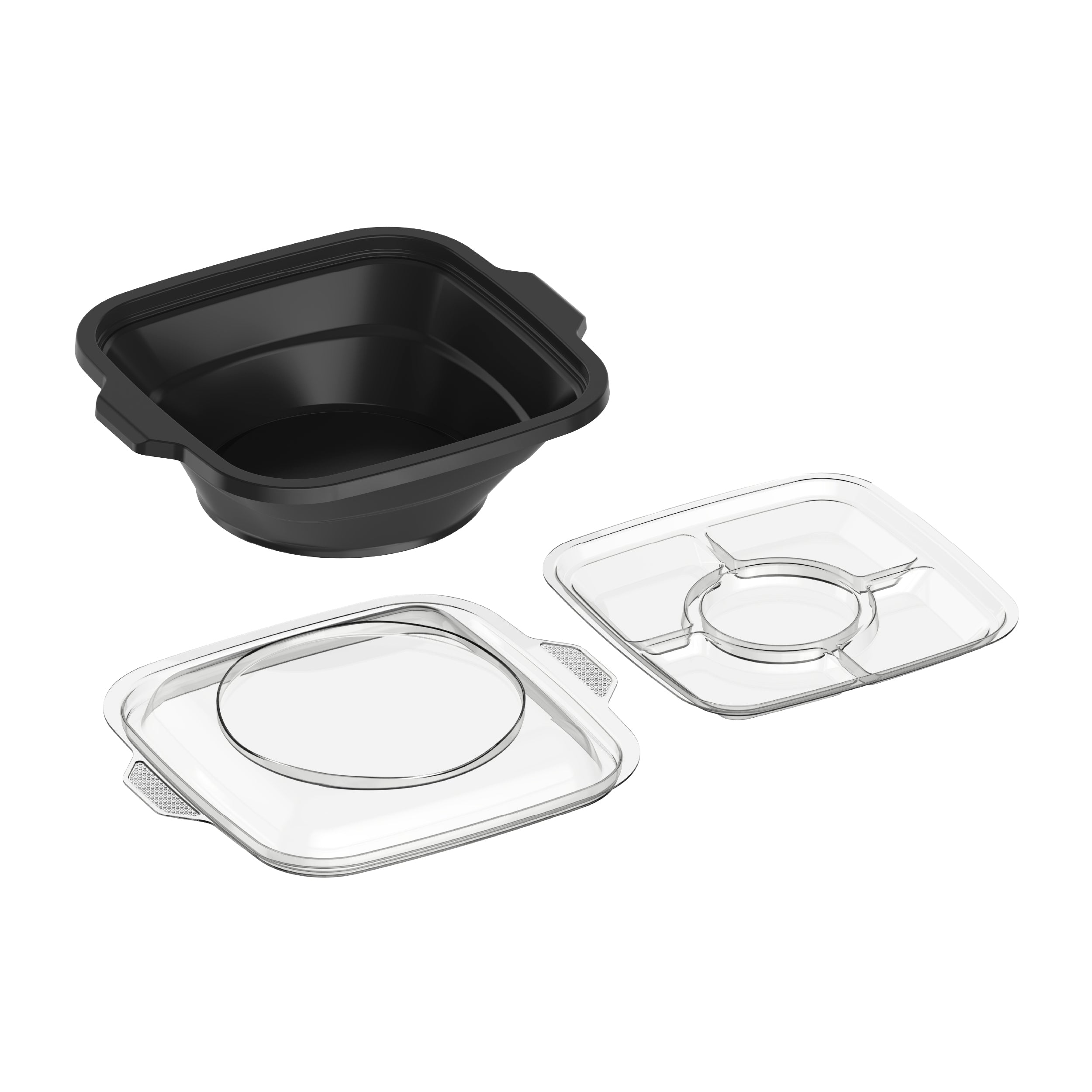 24 oz Pack of 10 Square Microwave Bowls with Clear Lids