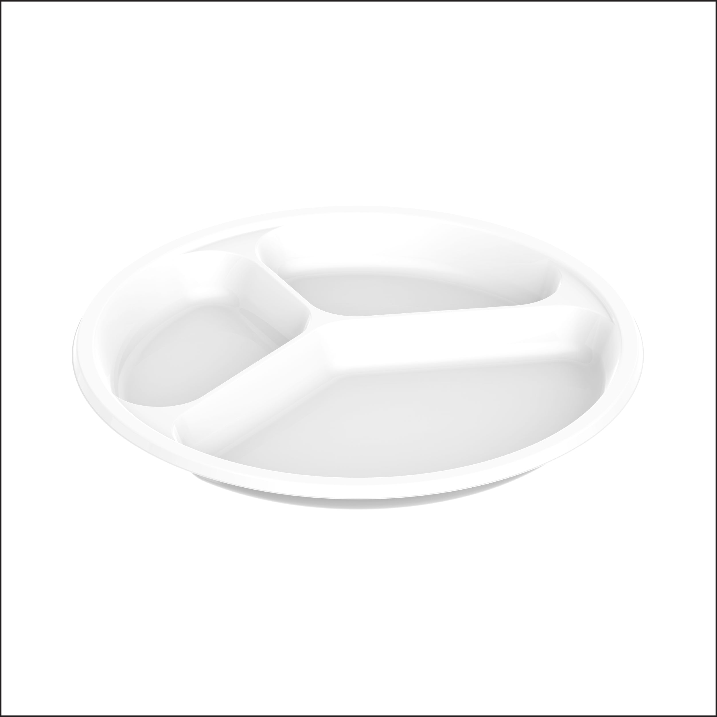 3 Compartments Pack of 25 White 26 cm Plastic Plates