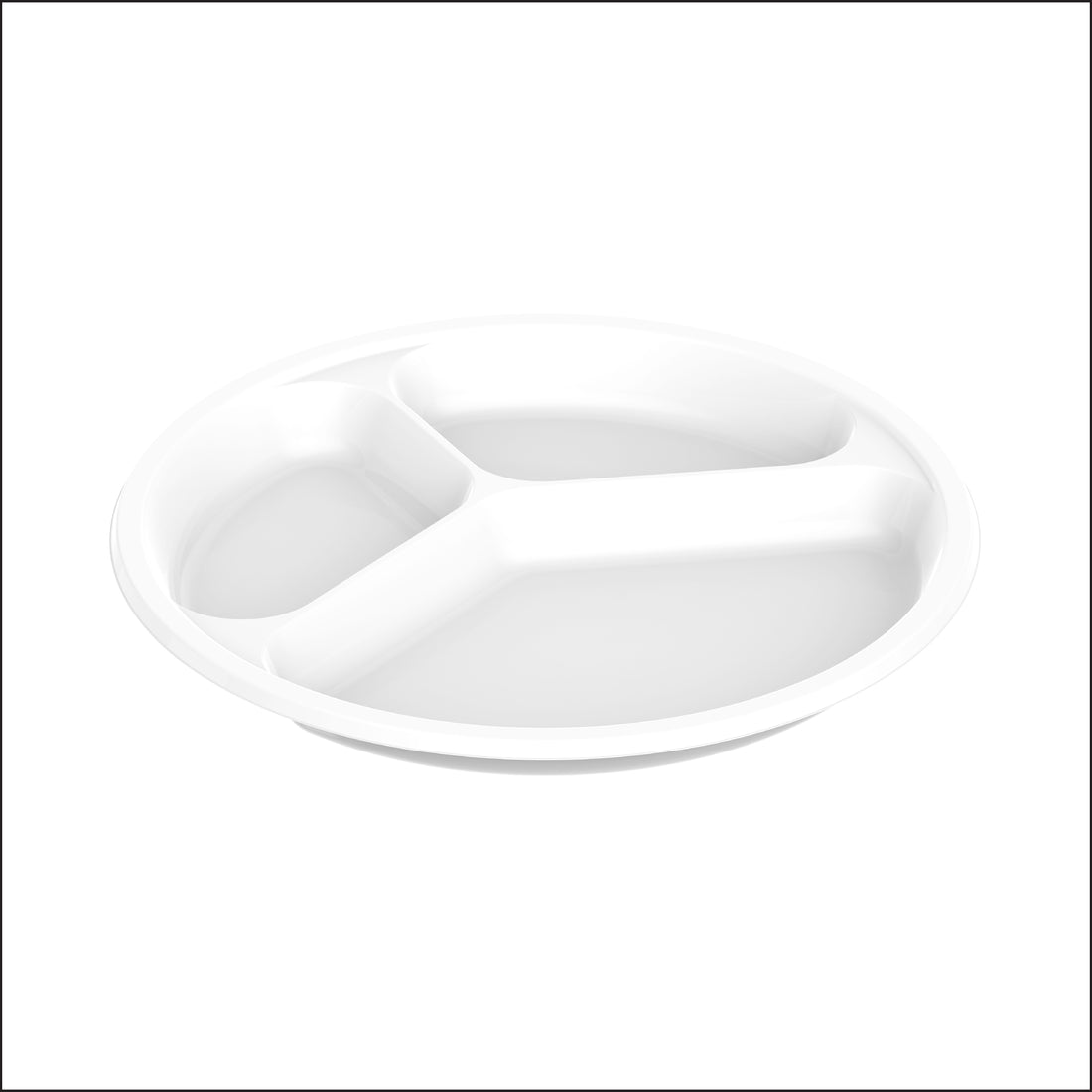 3 Compartments Pack of 25 White 26 cm Plastic Plates