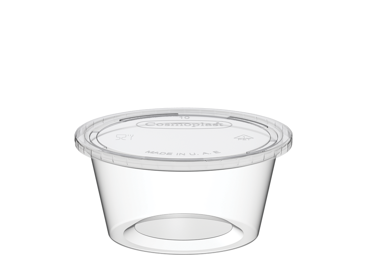 Cosmoplast Plastic Sauce Cups Clear with Clear Lid 2 oz