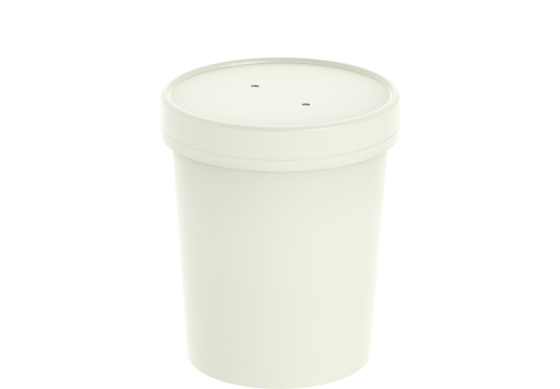 32 oz Pack of 20 White Kraft Soup Containers with Lids