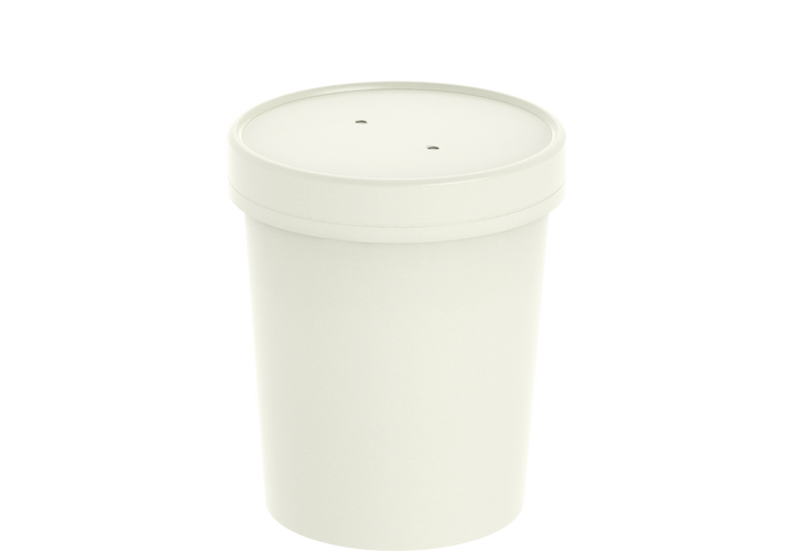 32 oz Pack of 20 White Kraft Soup Containers with Lids