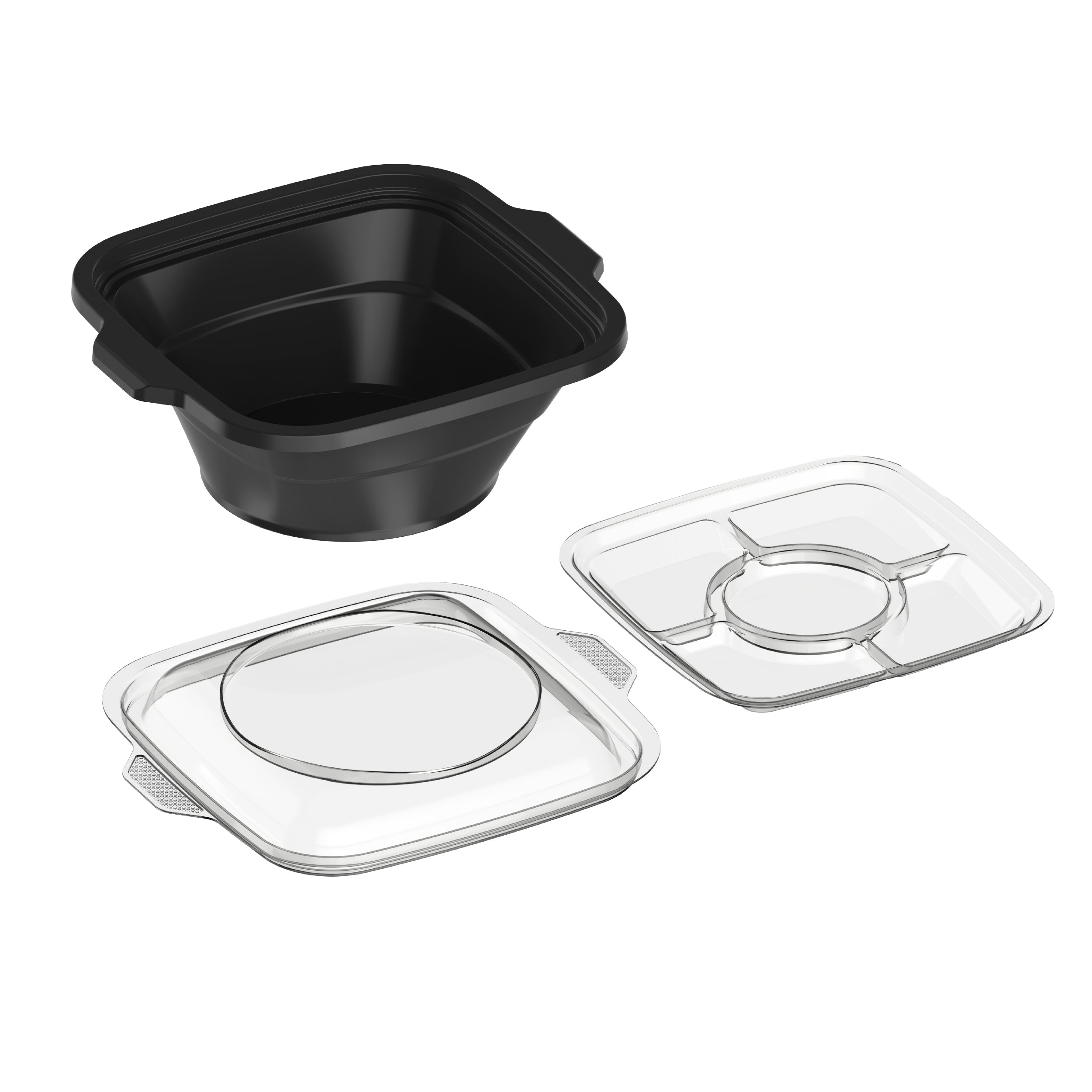 32 oz Pack of 10 Square Microwave Bowls with Clear Lids
