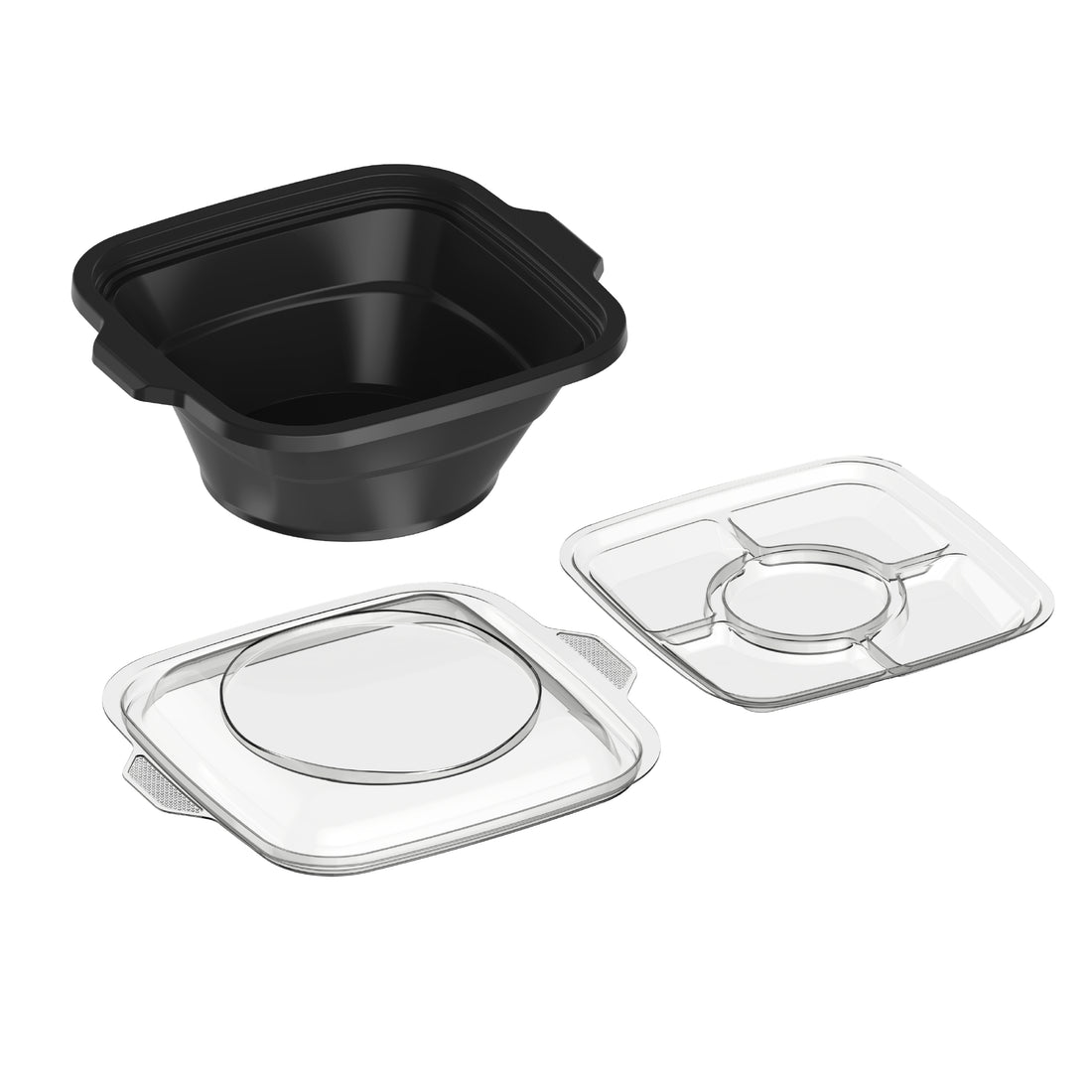 32 oz Pack of 10 Square Microwave Bowls with Clear Lids
