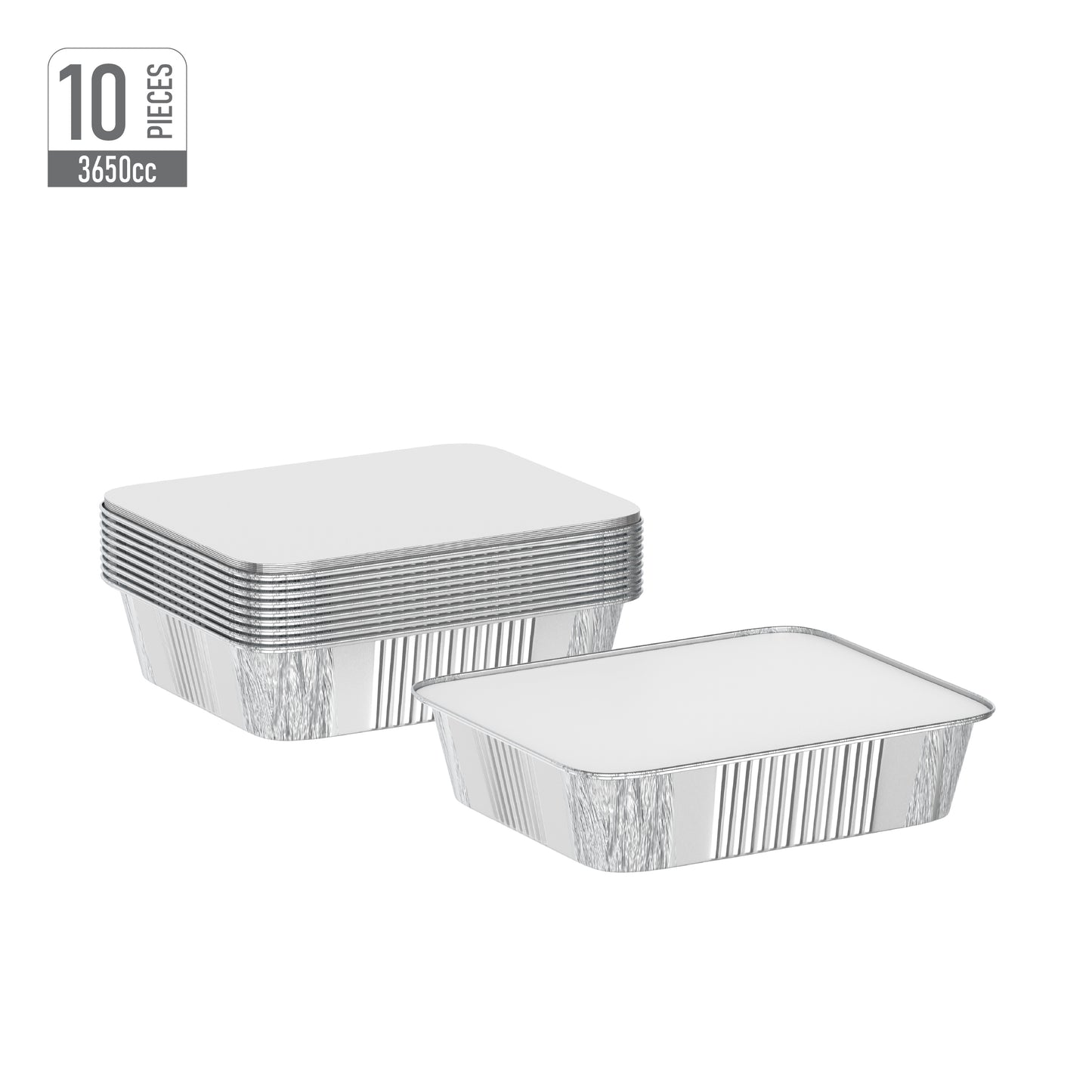 3650 cc Pack of 10 Aluminium Containers with Lids