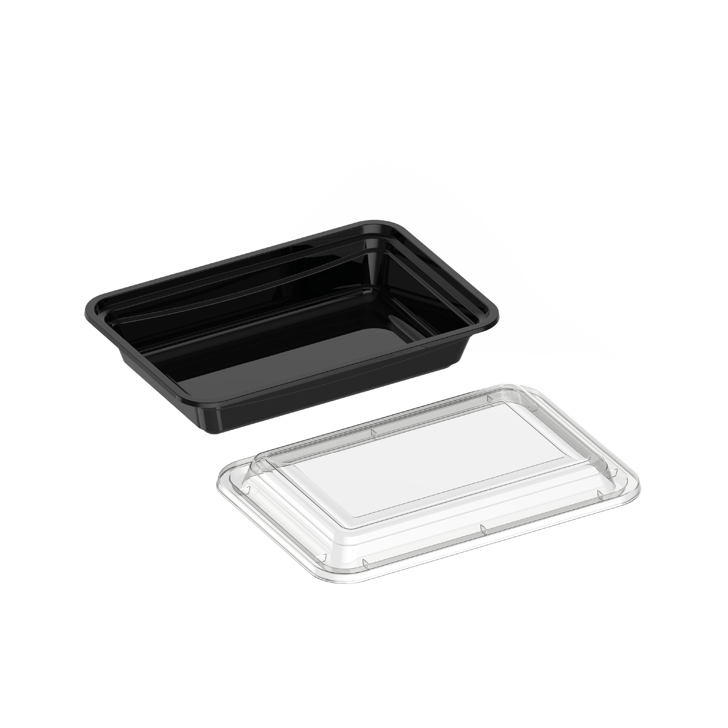475 ml Pack of 10 RE16 Black Microwave Containers with Clear Lids