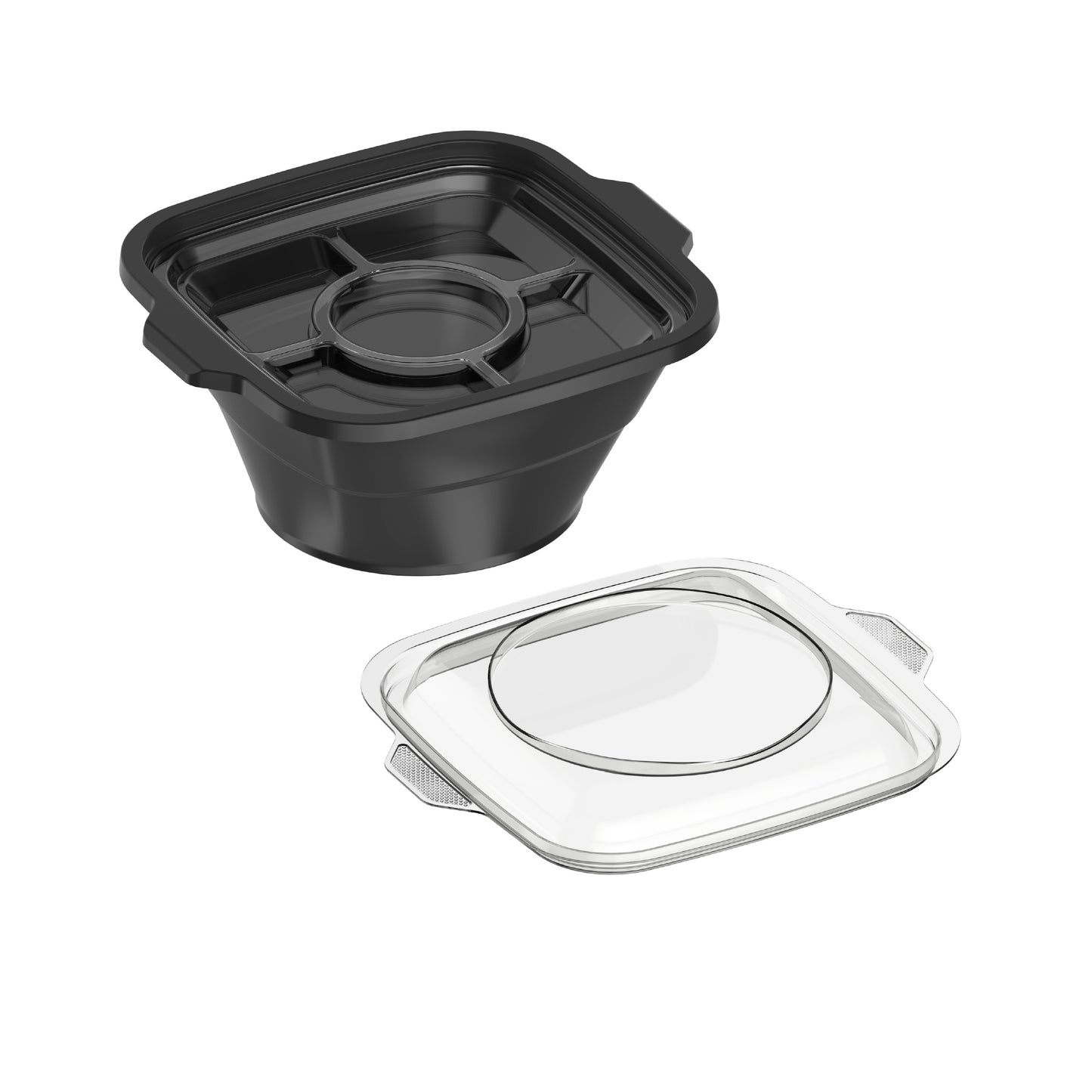 48 oz Pack of 10 Square Microwave Bowls with Clear Lids