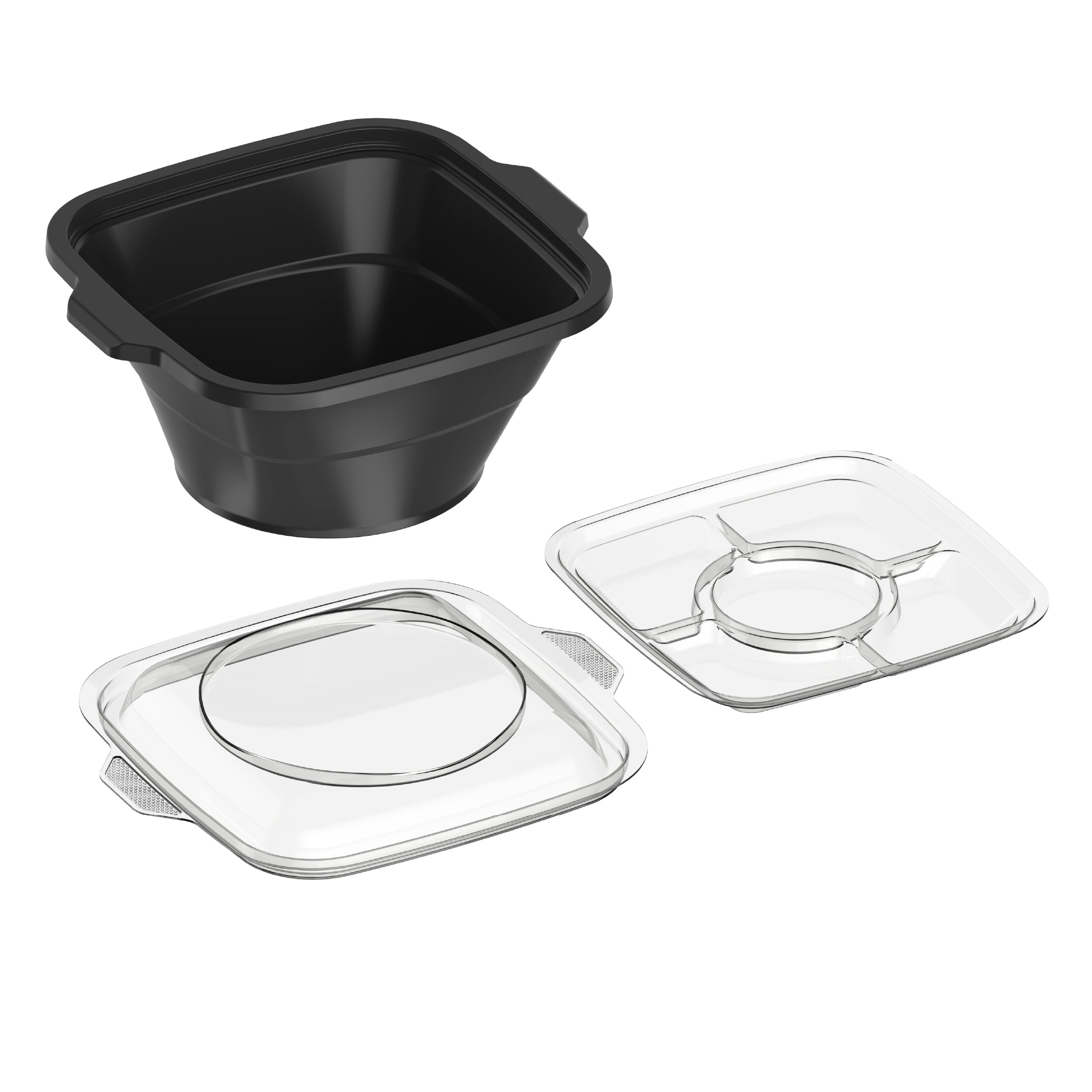 48 oz Pack of 10 Square Microwave Bowls with Clear Lids