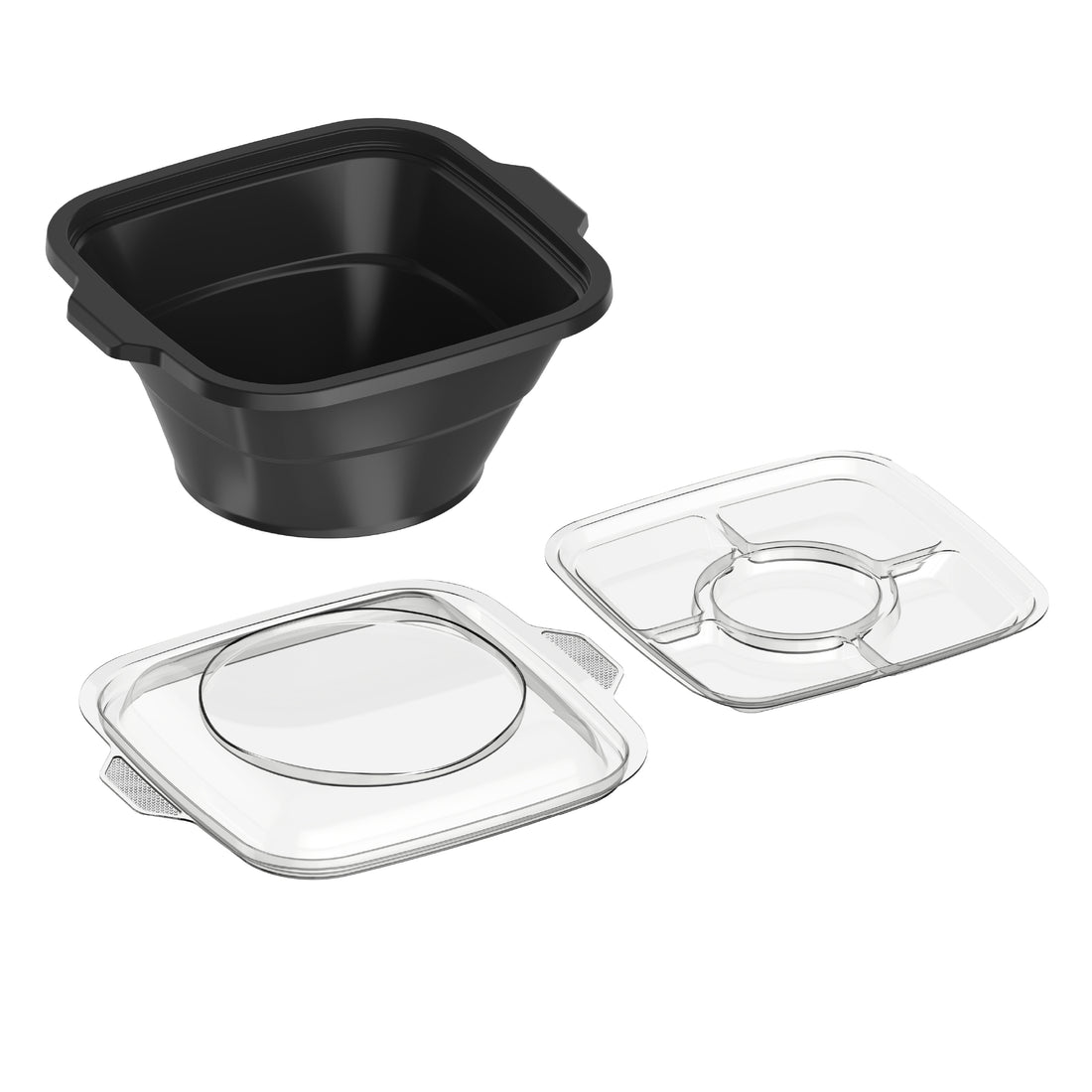 48 oz Pack of 10 Square Microwave Bowls with Clear Lids