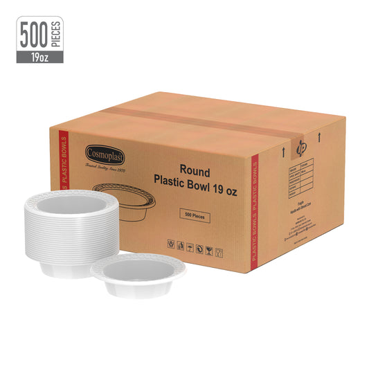 19 oz Carton of 500 Plastic Round Bowls