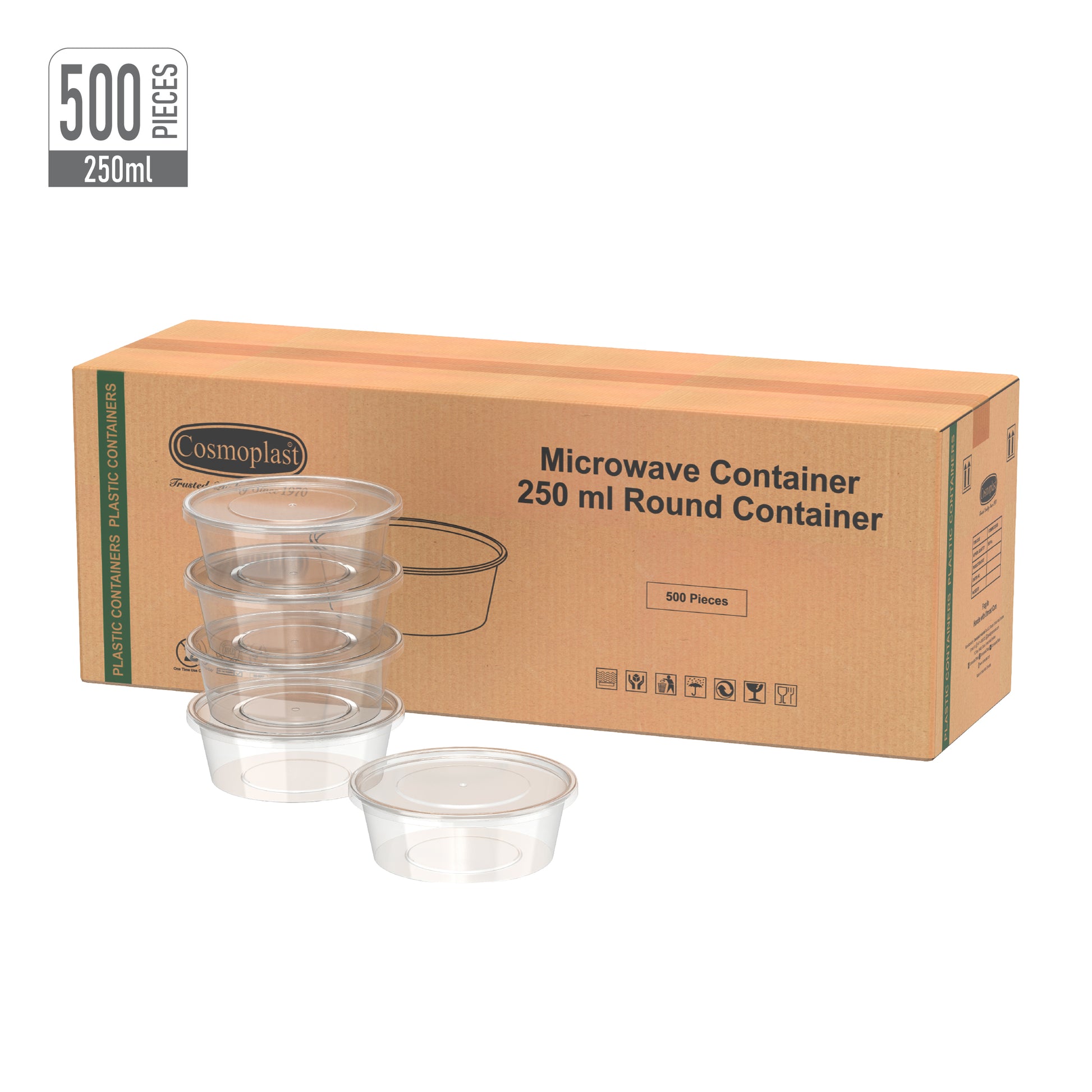 250 ml Clear Microwave Containers with Clear Lids