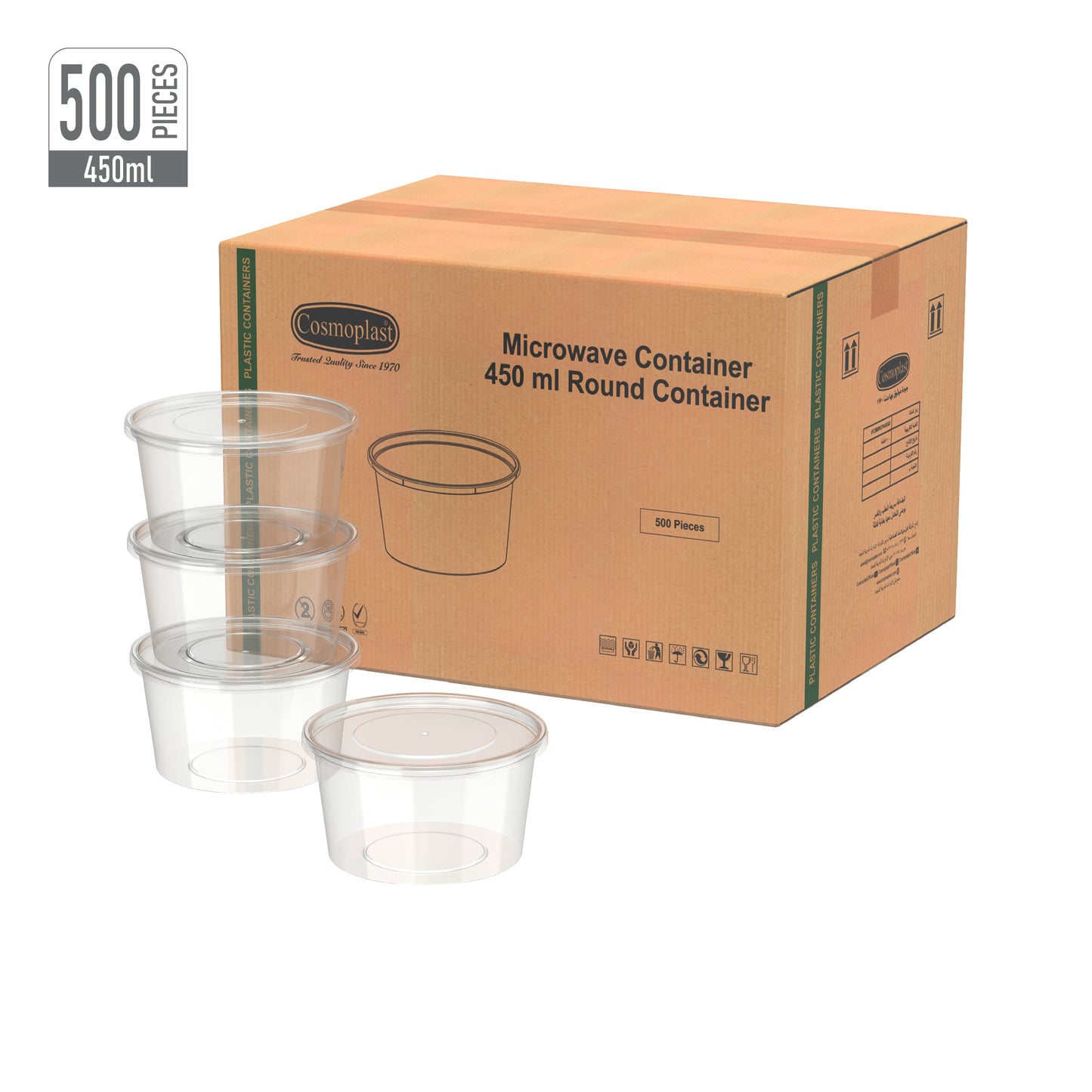 Wholesale 450 ml Clear Microwave Containers with Clear Lids