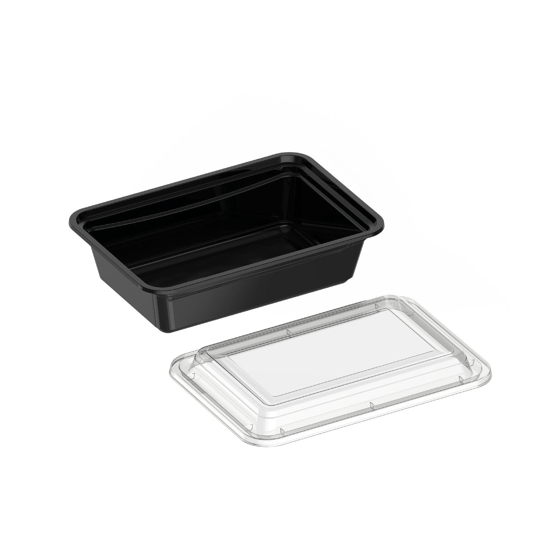 700 ml Pack of 10 RE24 Black Microwave Containers with Clear Lids