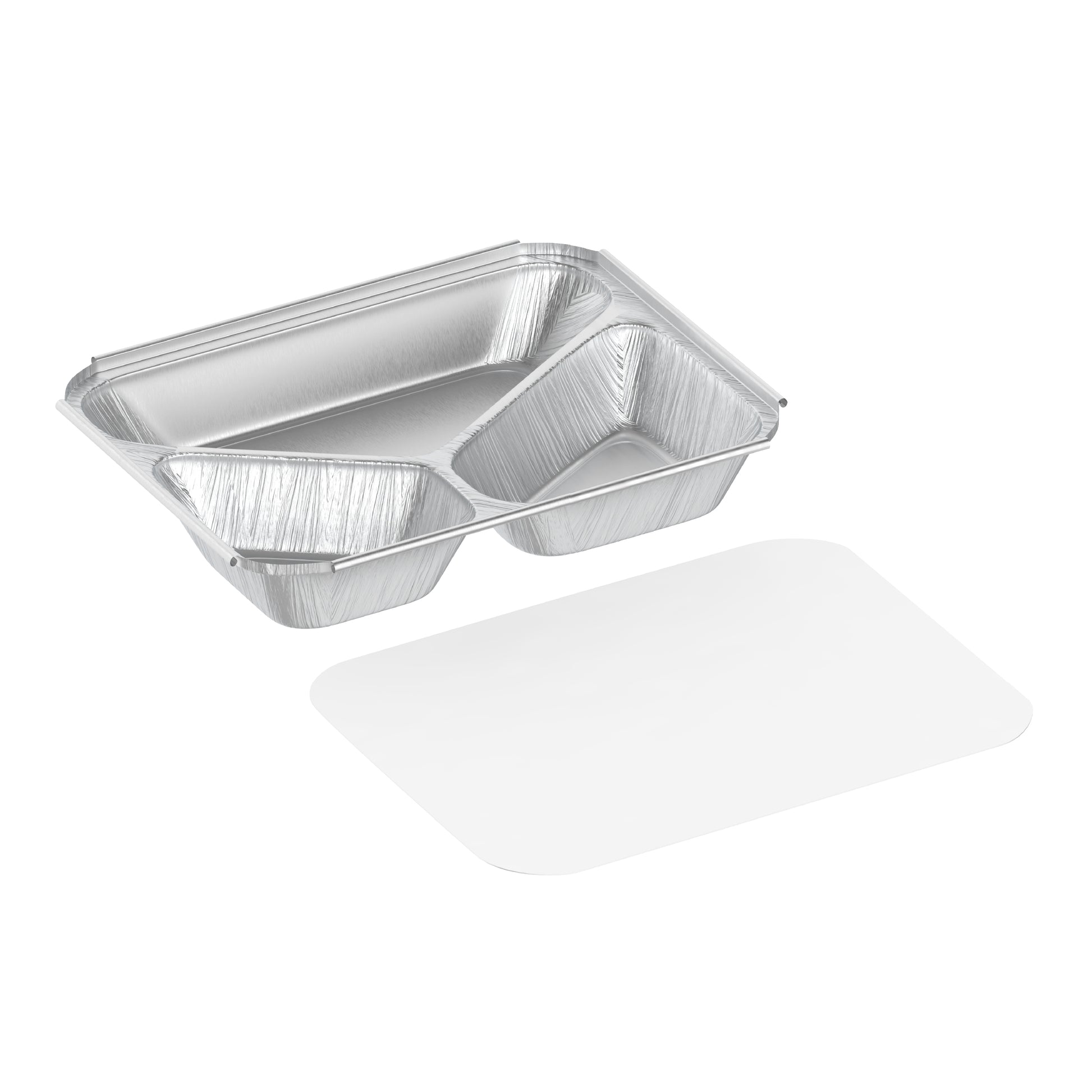 760 cc Pack of 25 3 Compartments Aluminium Containers with Lids