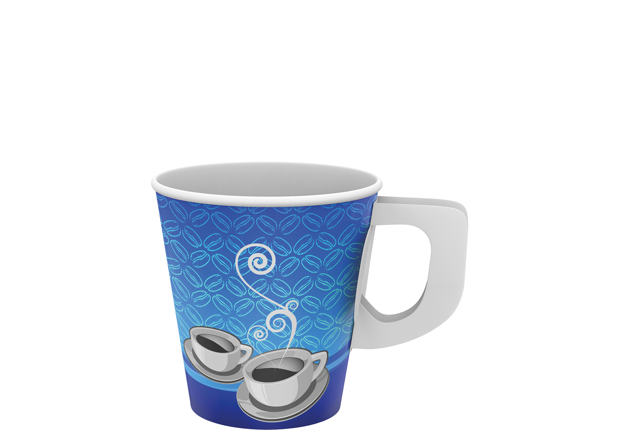 7 oz Printed Paper Coffee Cups with Handle Pack of 50