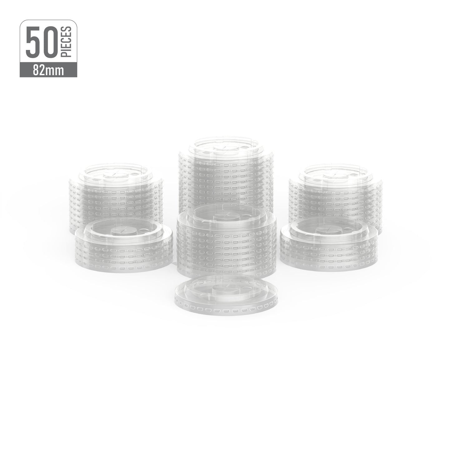 82 mm Pack of 50 Flat Lids for 8, 10 oz Clear Plastic Cups