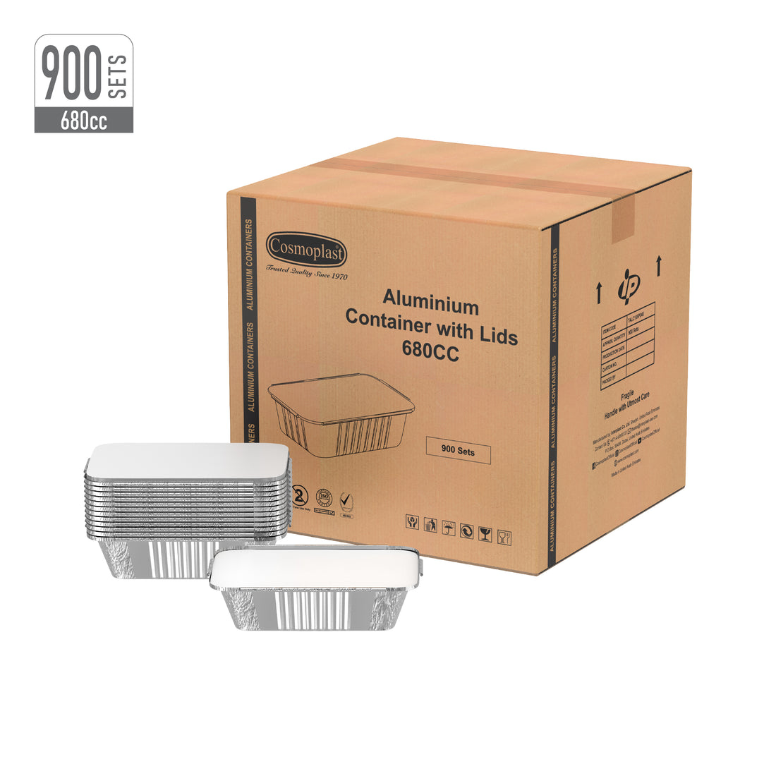 Wholesale Aluminum Containers 680 cc with Lids- Cosmoplast UAE