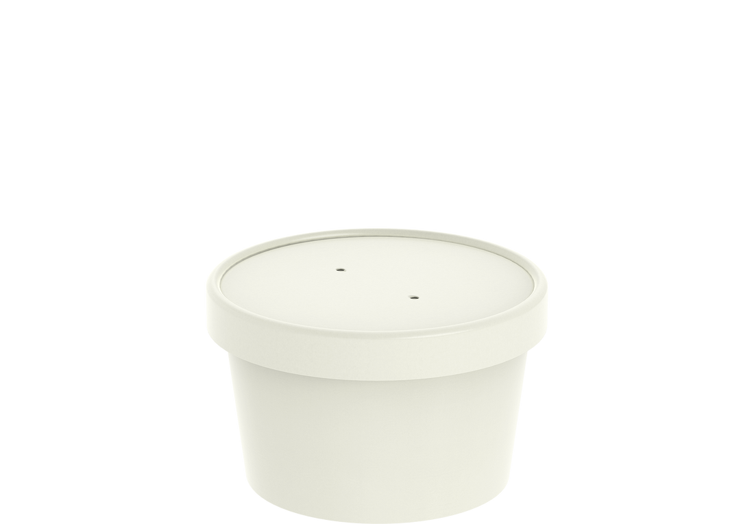 8 oz Pack of 20 White Kraft Soup Containers with Lids