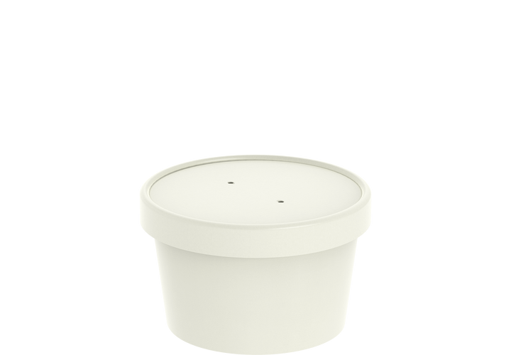 8 oz Pack of 20 White Kraft Soup Containers with Lids
