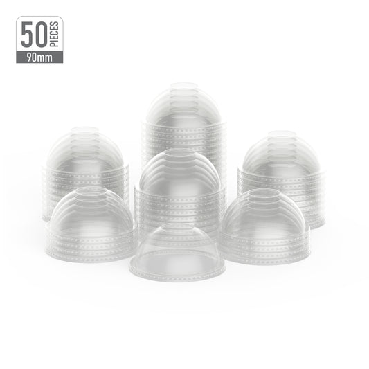 90 mm Pack of 50 Dome Lids for 12, 14 oz Clear Plastic Cups