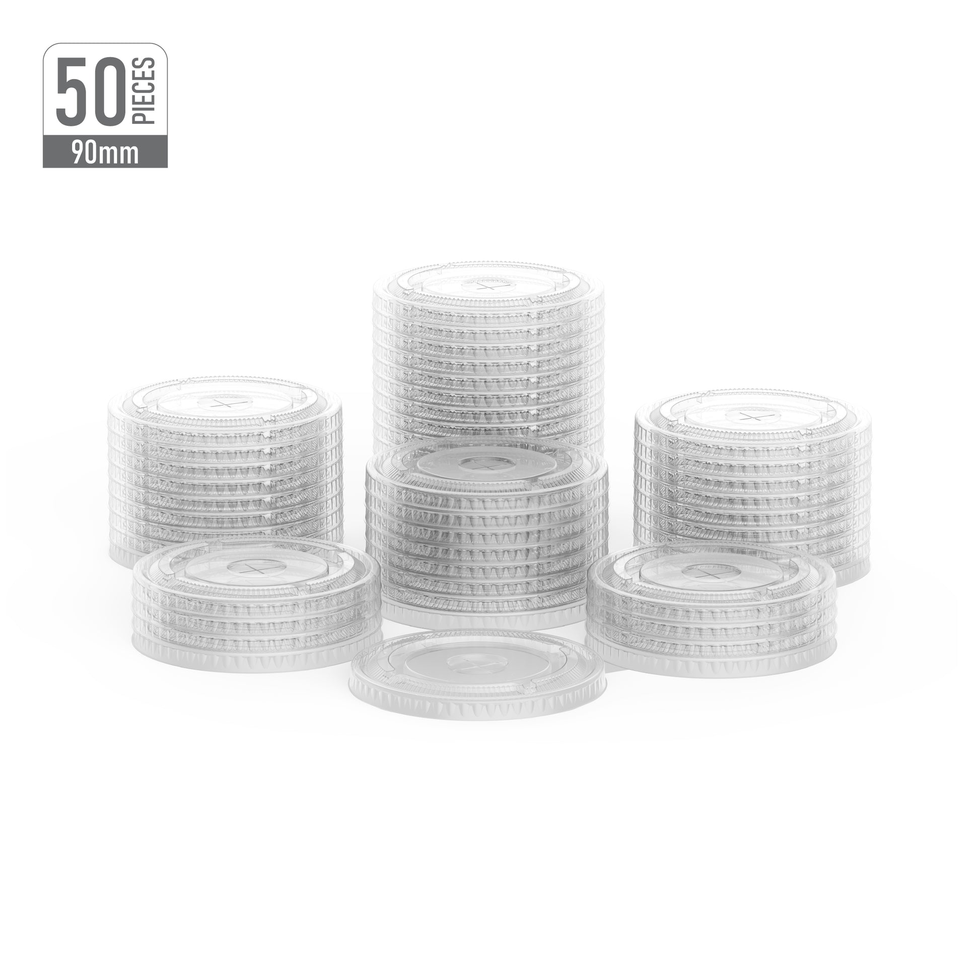 90 mm Pack of 50 Flat Lids for 12, 14 oz Clear Plastic Cups