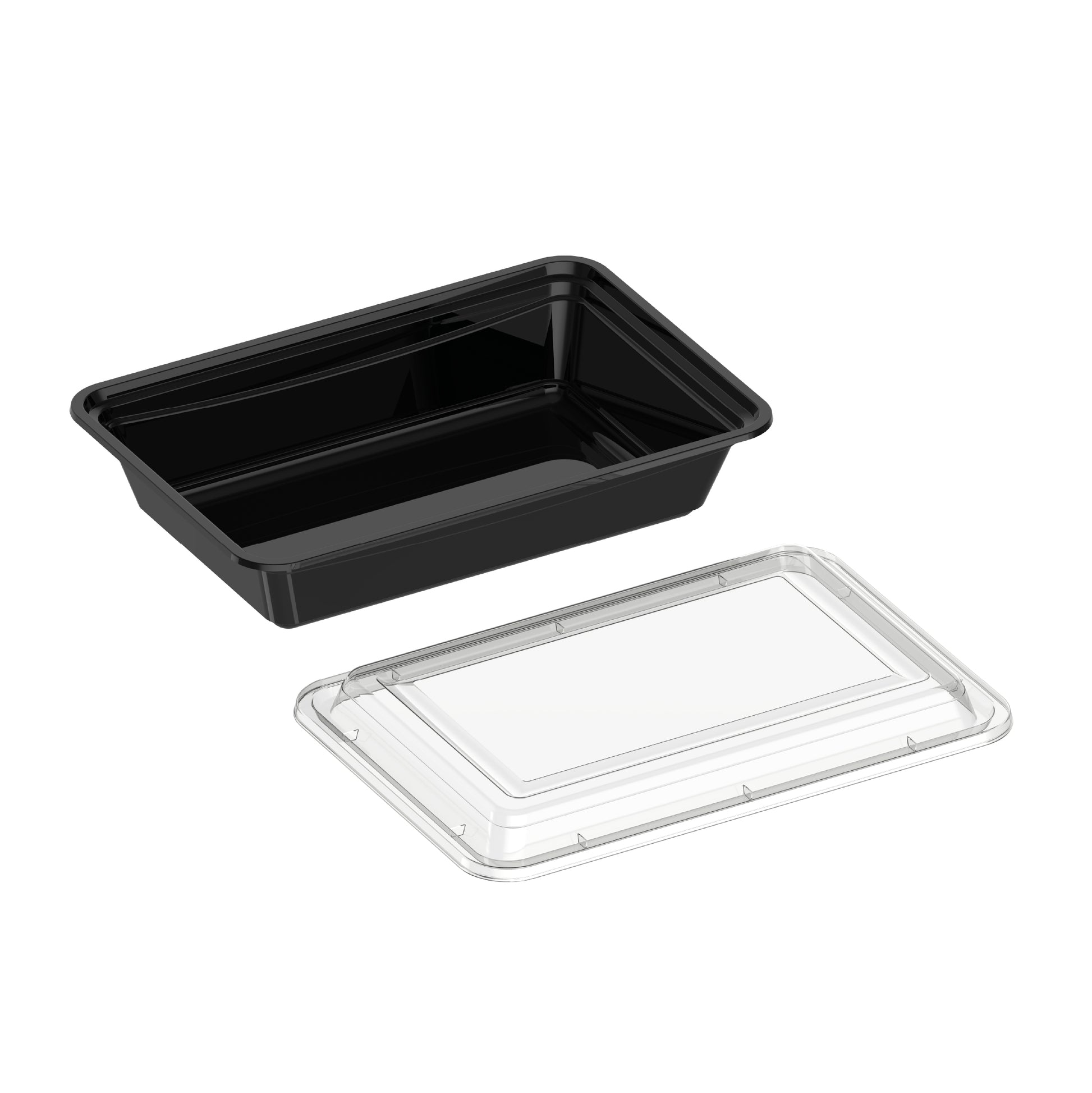 950 ml Pack of 10 RE32 Black Microwave Containers with Clear Lids