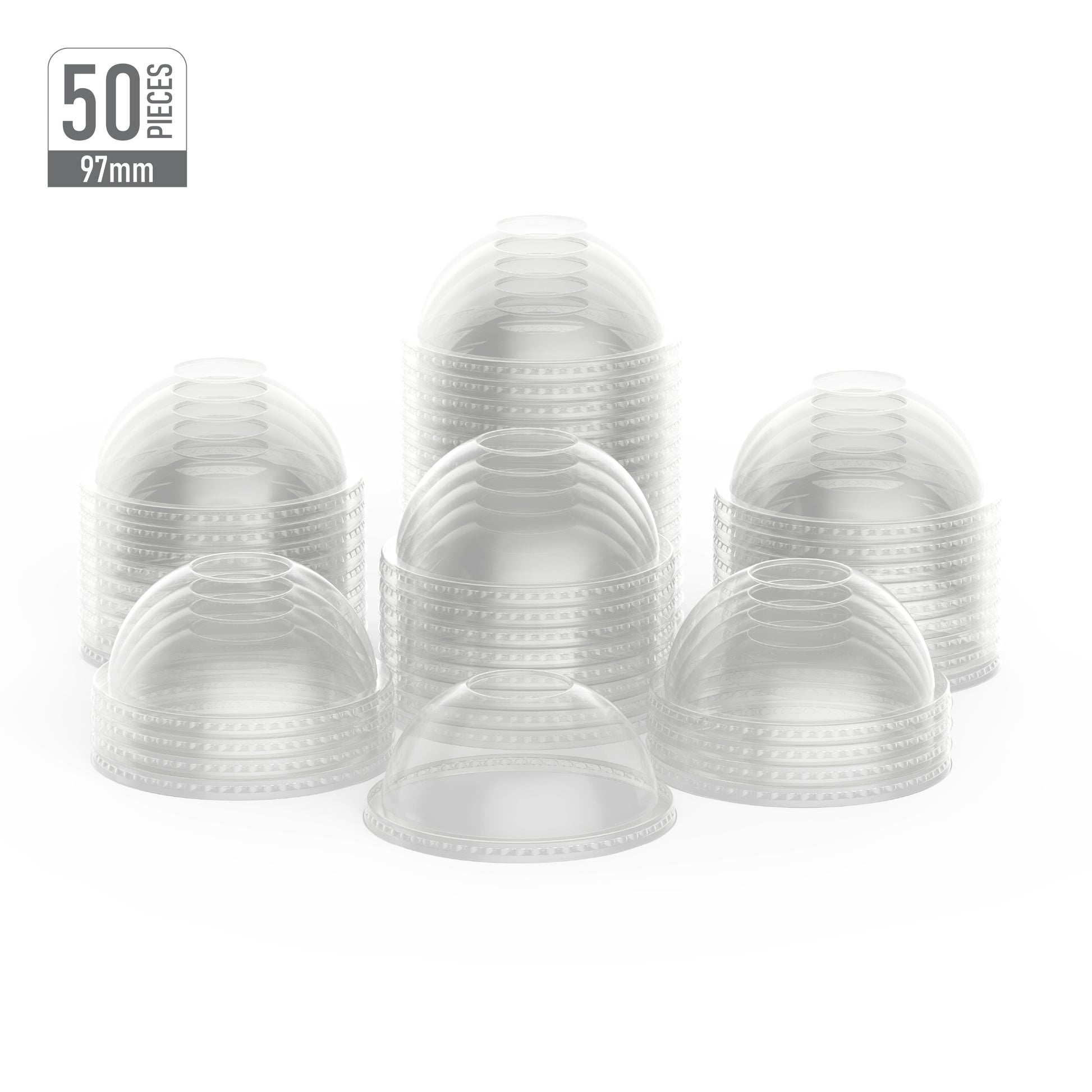 97 mm Pack of 50 Dome Lids for 16 oz Clear Plastic Cups