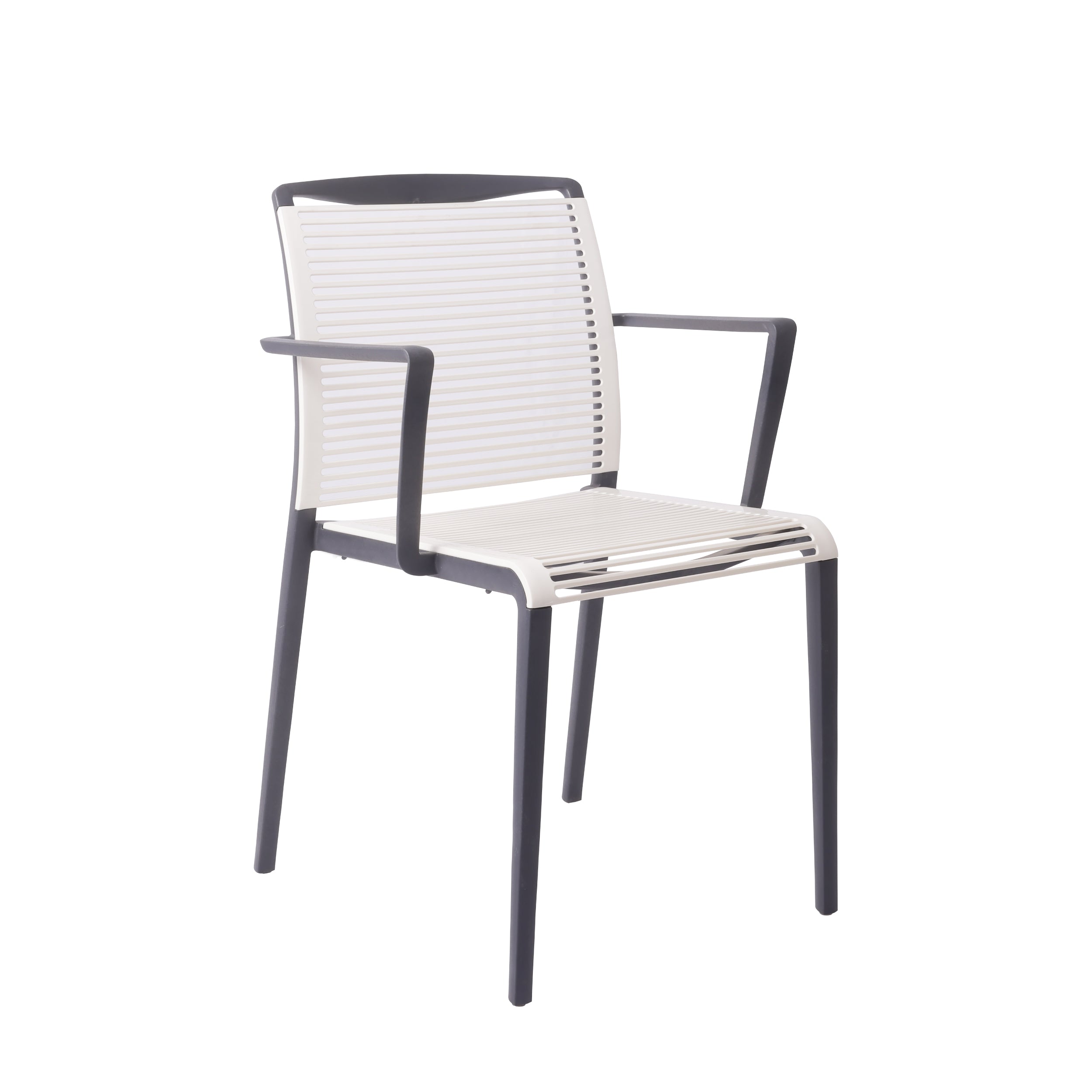 Dining Armchair, Dark Grey & White