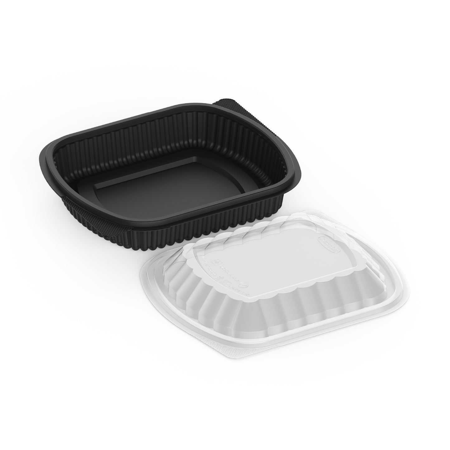 1 Compartment Pack of 10 Black Meal Containers with Clear Lids